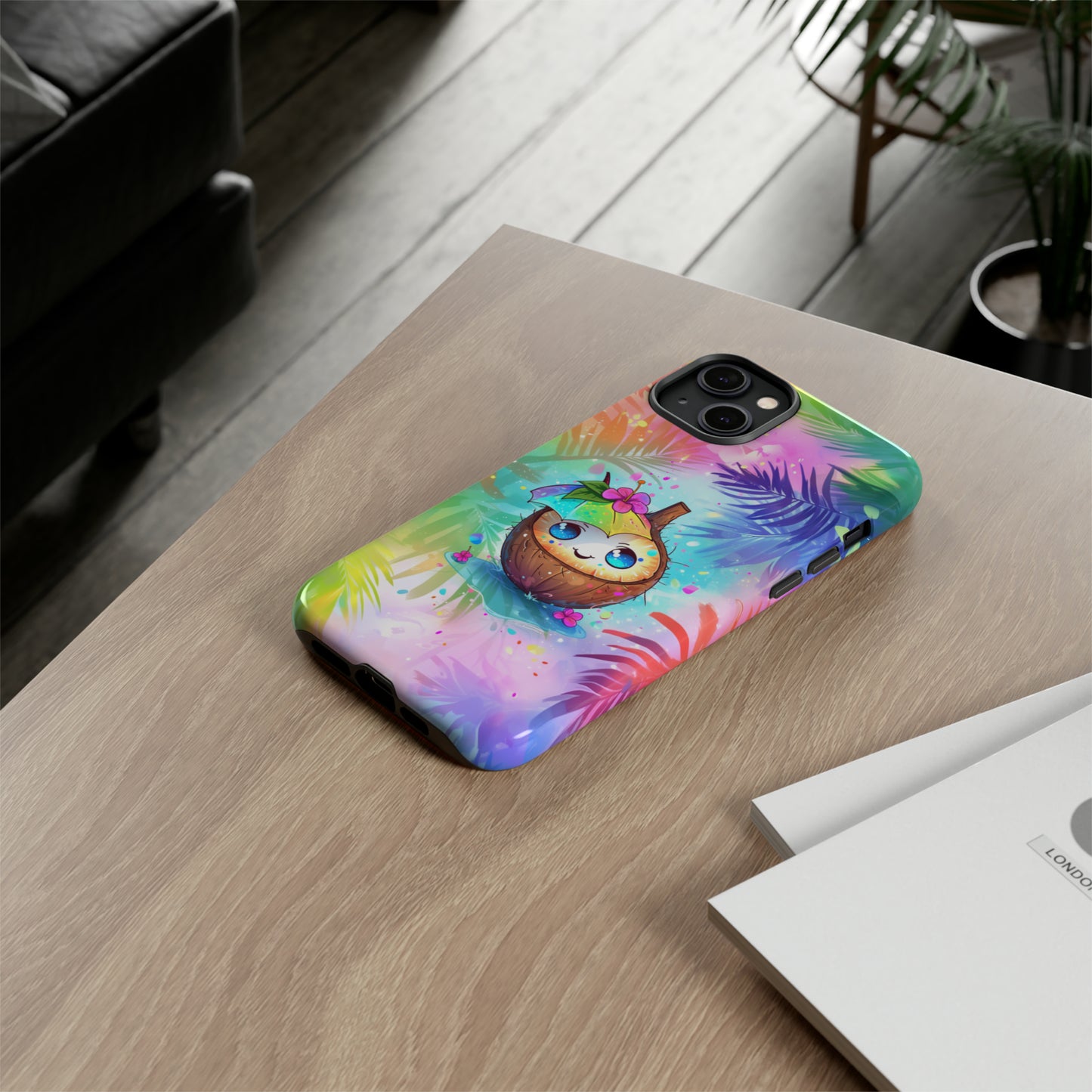 Cute Anime Coconut Hawaiian Tropical Phone Case, 808, Island Tropics, Wireless Compatible, Protective Cell Phone Case iPhone, Samsung, Pixel