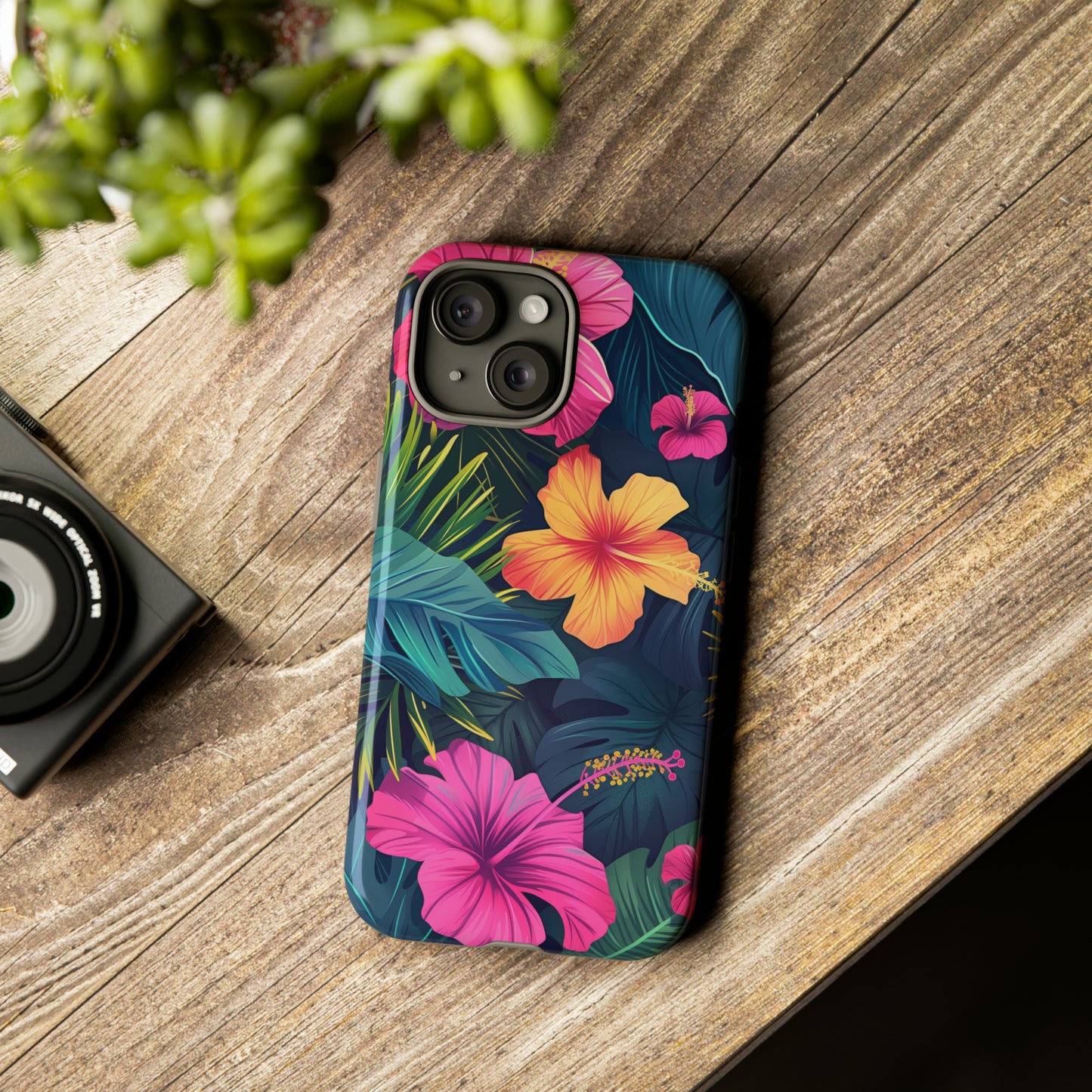 Hibiscus Dark Hawaiian Tropical Phone Case, 808, Island Tropics, Wireless Compatible, Protective Cell Phone Case iPhone, Samsung, Pixel