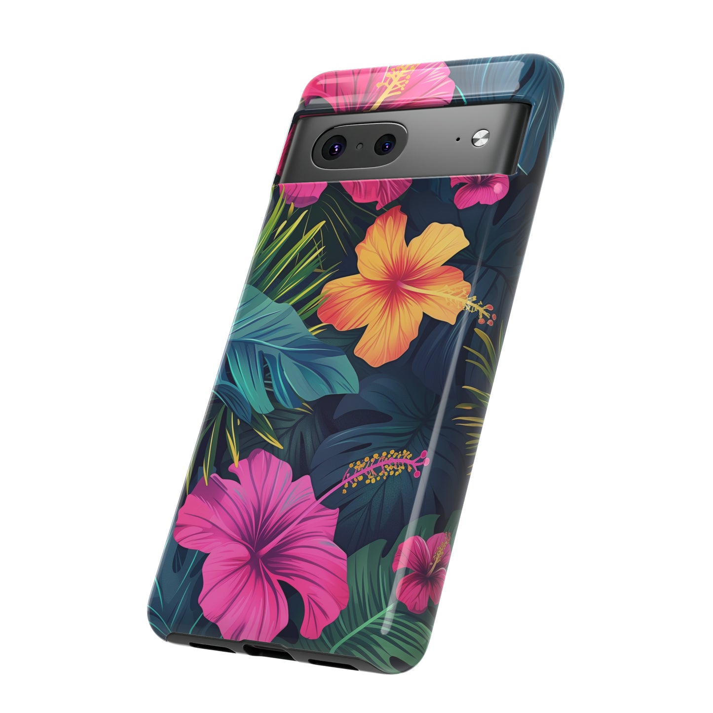 Hibiscus Dark Hawaiian Tropical Phone Case, 808, Island Tropics, Wireless Compatible, Protective Cell Phone Case iPhone, Samsung, Pixel
