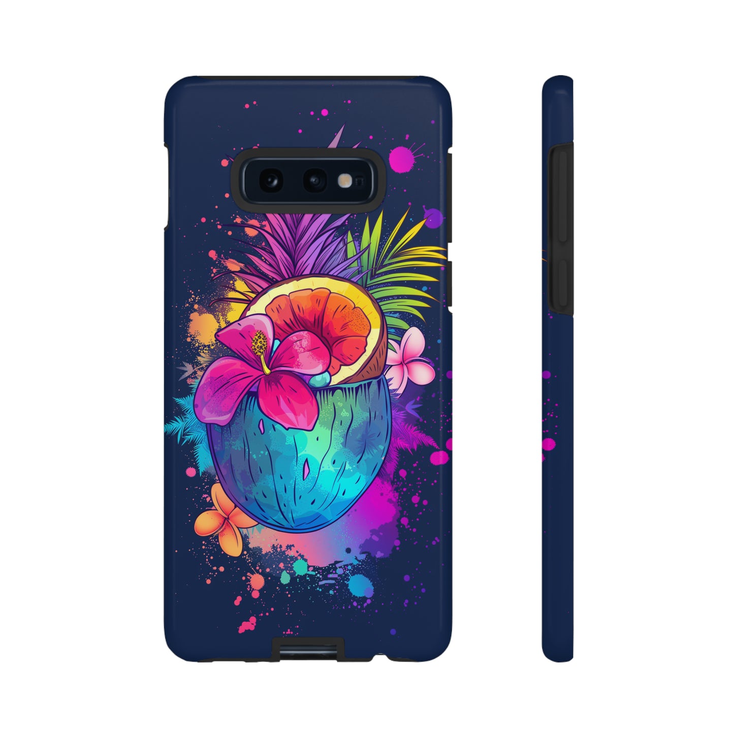 Coconut Dark Colorful Hawaiian Tropical Phone Case, Island Tropics, Wireless Compatible, Protective Cell Phone Case iPhone, Samsung, Pixel