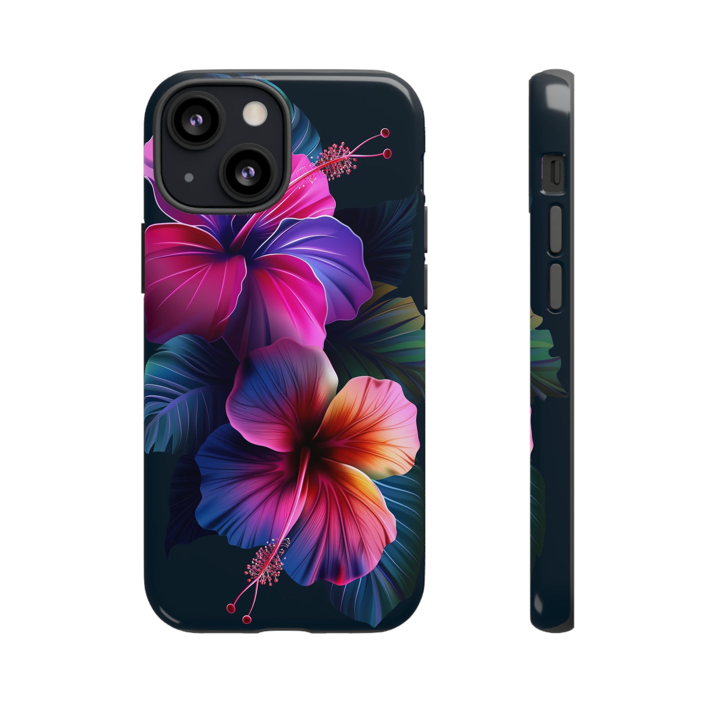 Hibiscus Neon Dark Hawaiian Tropical Phone Case, 808, Island Tropics, Wireless Compatible, Protective Cell Phone Case iPhone, Samsung, Pixel