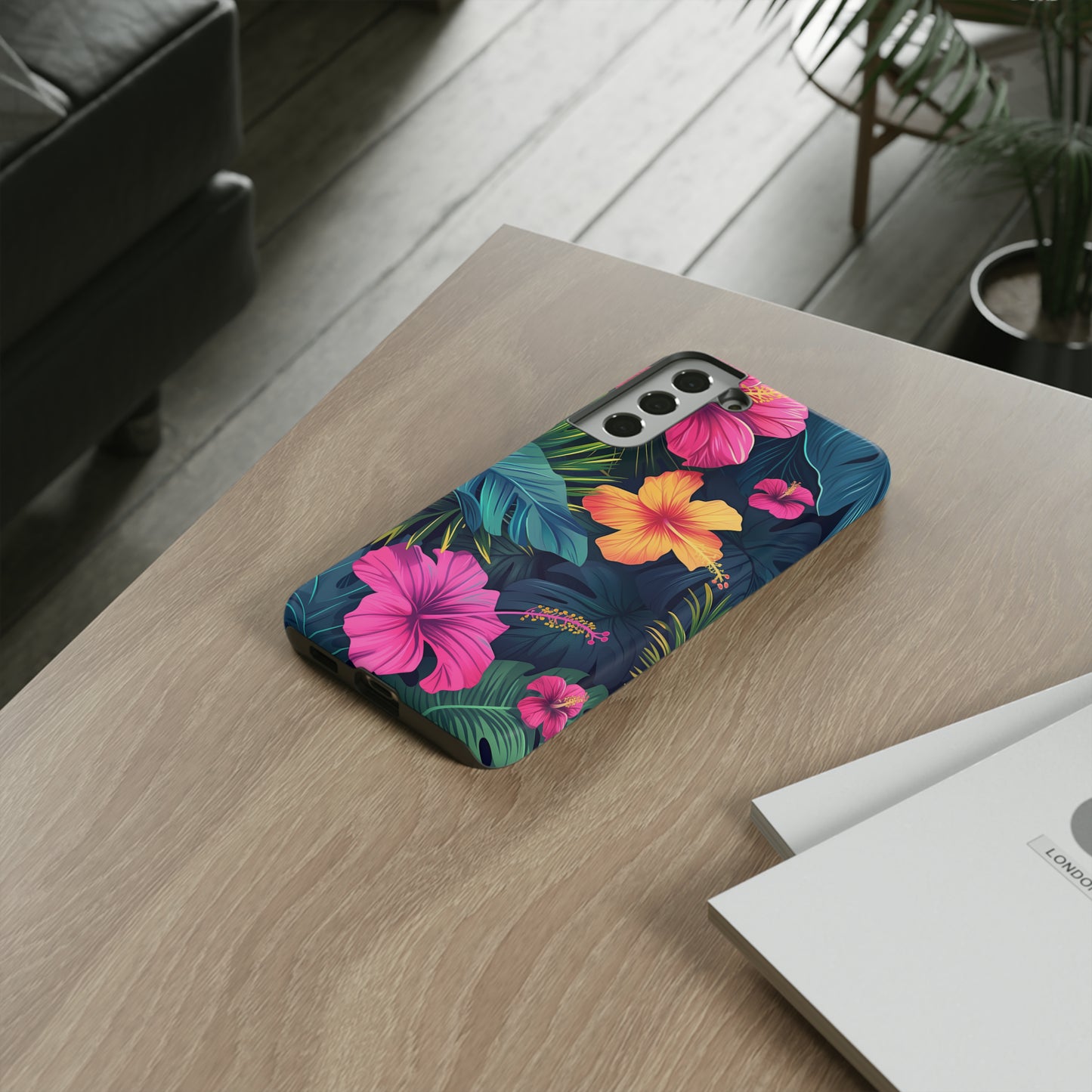 Hibiscus Dark Hawaiian Tropical Phone Case, 808, Island Tropics, Wireless Compatible, Protective Cell Phone Case iPhone, Samsung, Pixel