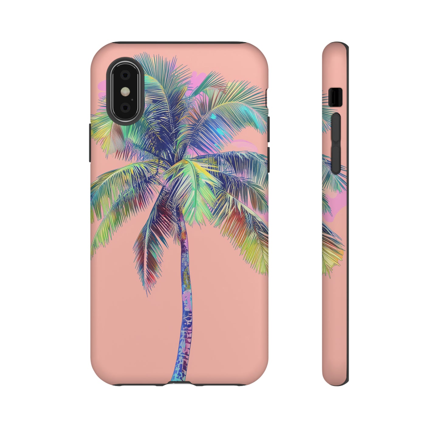 Pink Palm Tree Hawaiian Phone Case, Tropical, Hibiscus, Wireless Compatible, Protective Cell Phone Case for iPhone, Samsung, Pixel phones