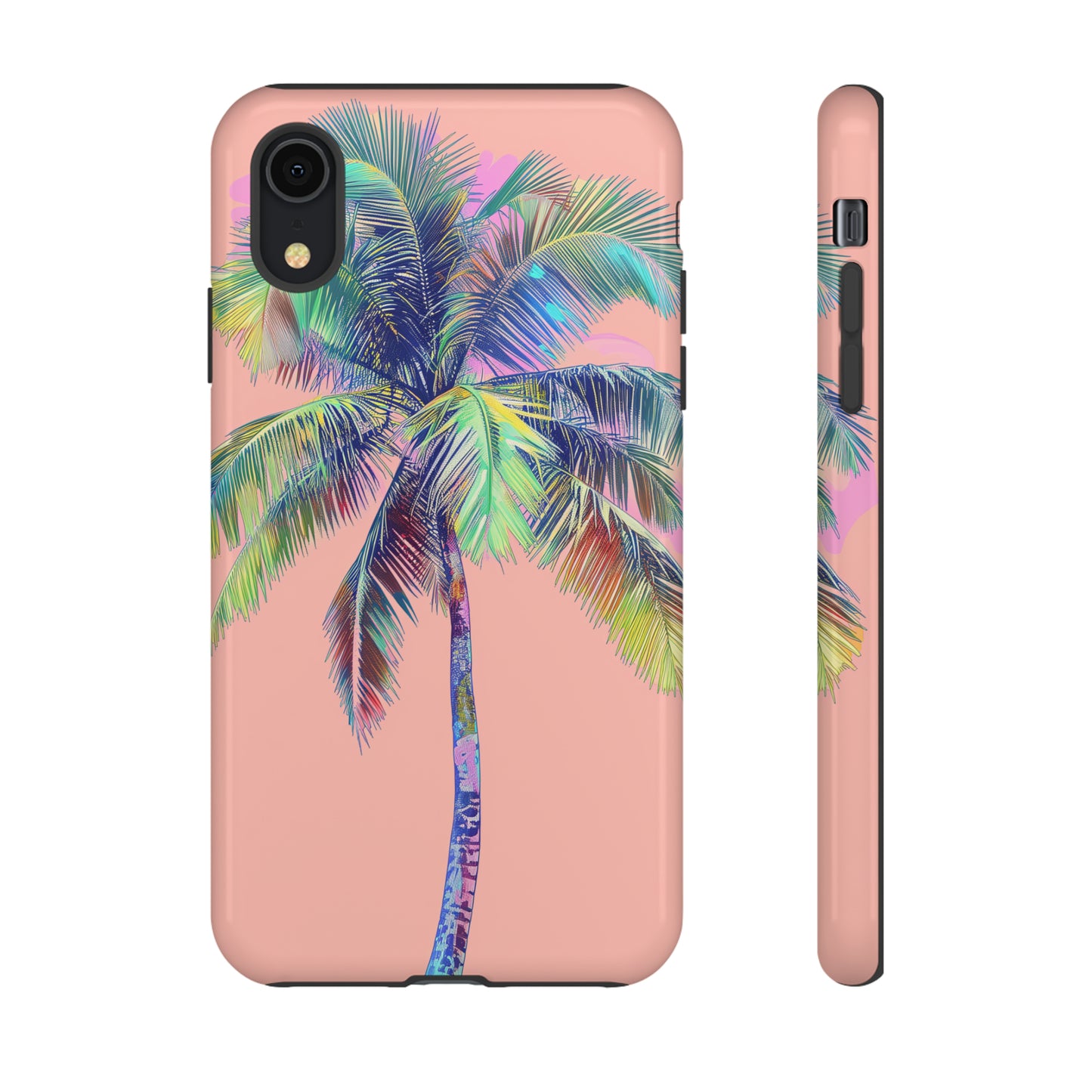 Pink Palm Tree Hawaiian Phone Case, Tropical, Hibiscus, Wireless Compatible, Protective Cell Phone Case for iPhone, Samsung, Pixel phones