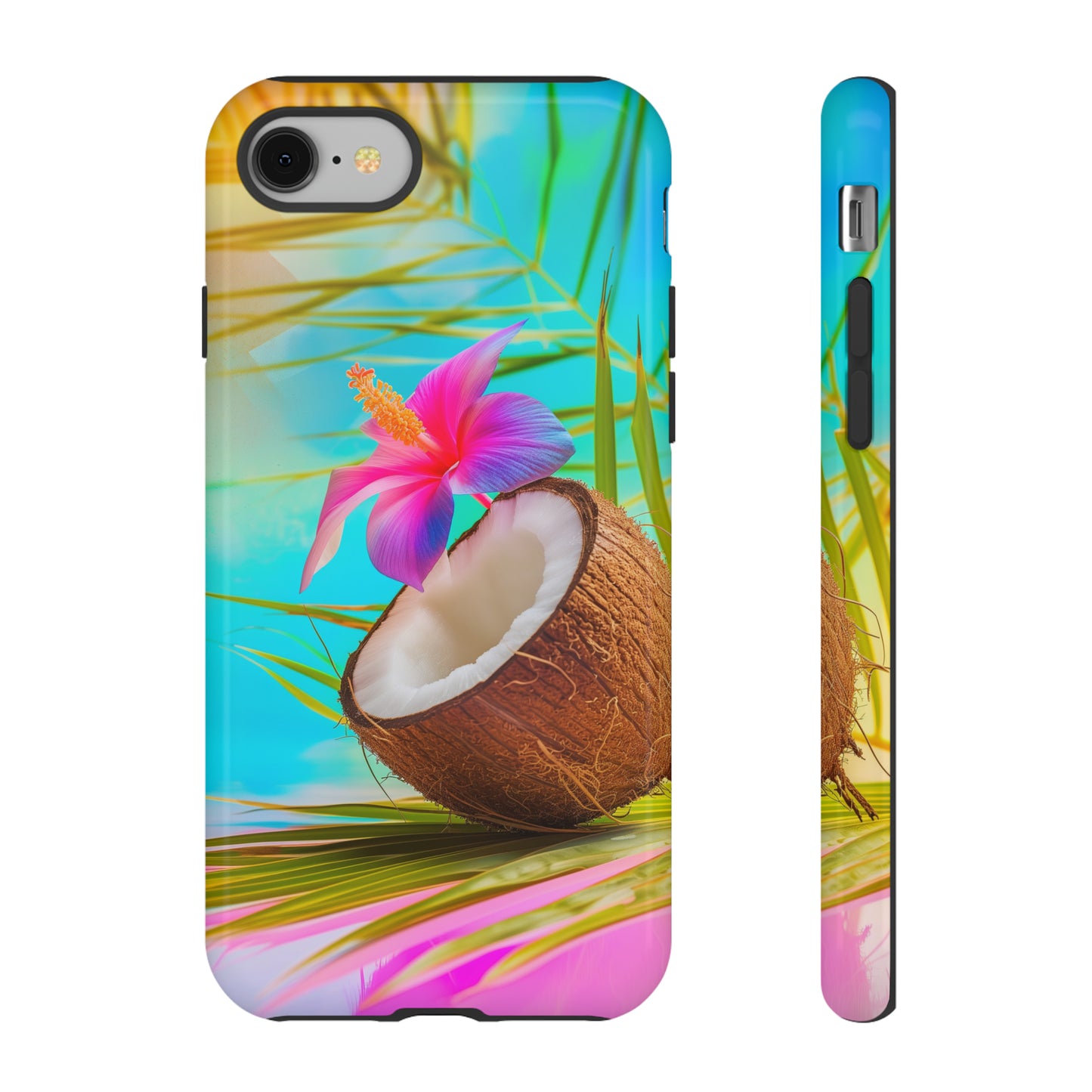 Coconut Colorful Hawaiian Tropical Phone Case, 808, Island Tropics, Wireless Compatible, Protective Cell Phone Case iPhone, Samsung, Pixel