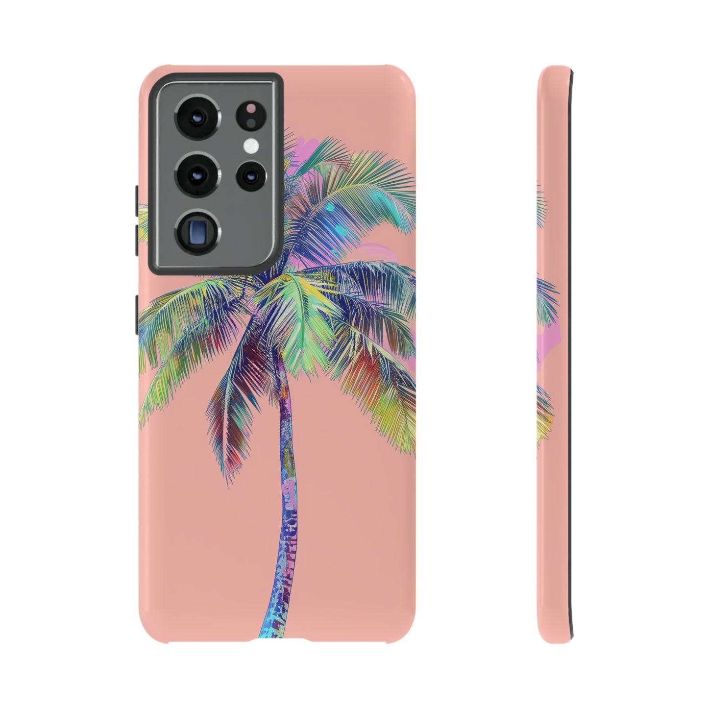 Pink Palm Tree Hawaiian Phone Case, Tropical, Hibiscus, Wireless Compatible, Protective Cell Phone Case for iPhone, Samsung, Pixel phones