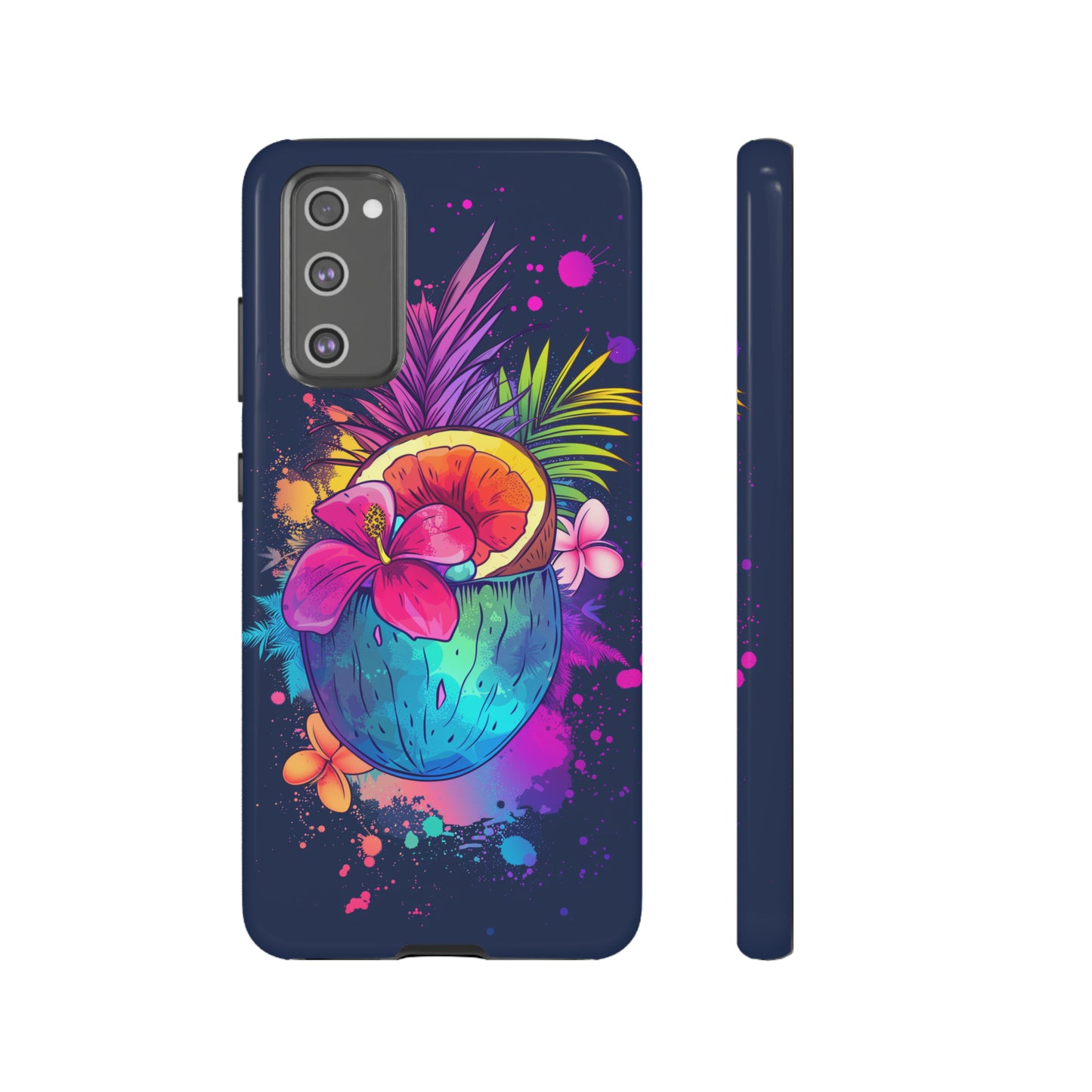 Coconut Dark Colorful Hawaiian Tropical Phone Case, Island Tropics, Wireless Compatible, Protective Cell Phone Case iPhone, Samsung, Pixel