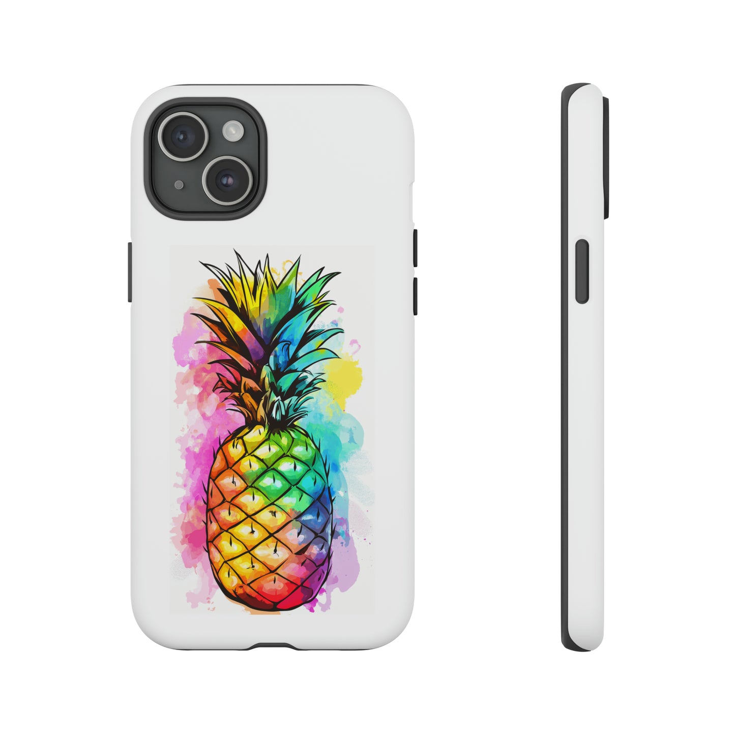 Color Splash Pineapple Hawaiian Phone Case, Tropical, Hibiscus, Wireless Compatible, Protective Cell Phone Case for iPhone, Samsung, Pixel