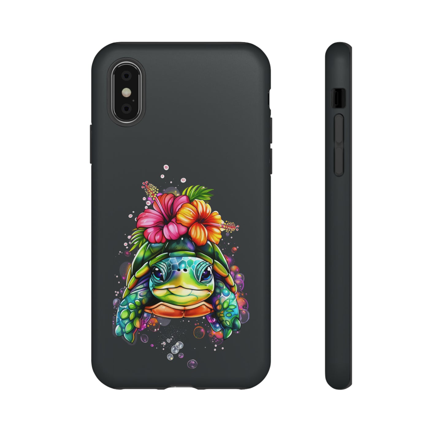 Color Splash Turtle Hawaiian Phone Case, Tropical, Hibiscus, Wireless Compatible, Protective Cell Phone Case for iPhone, Samsung, Pixel
