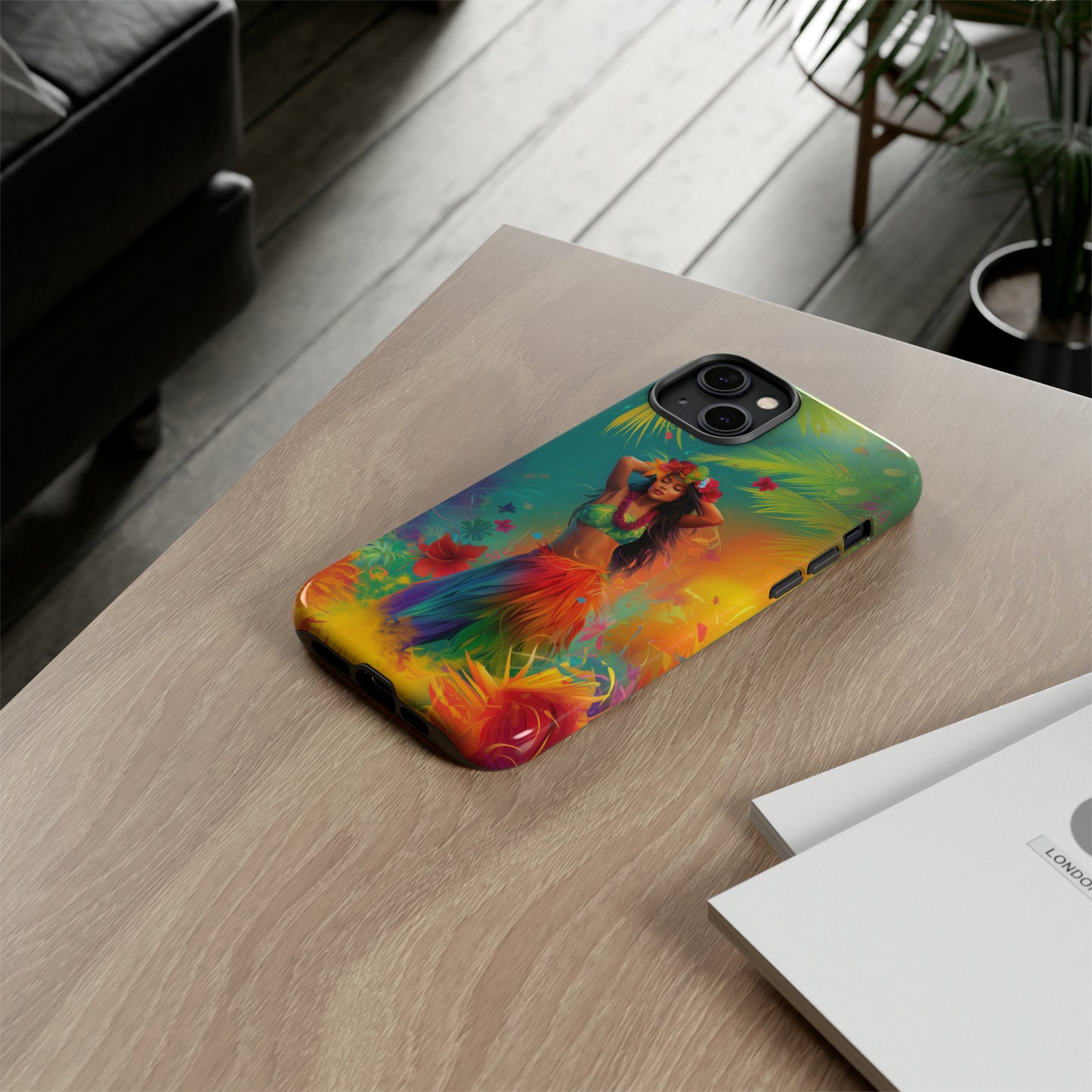 Hula Girl Hawaiian Phone Case, Tropical, Hibiscus, Wireless Compatible, Protective Cell Phone Case for iPhone, Samsung, Pixel phones