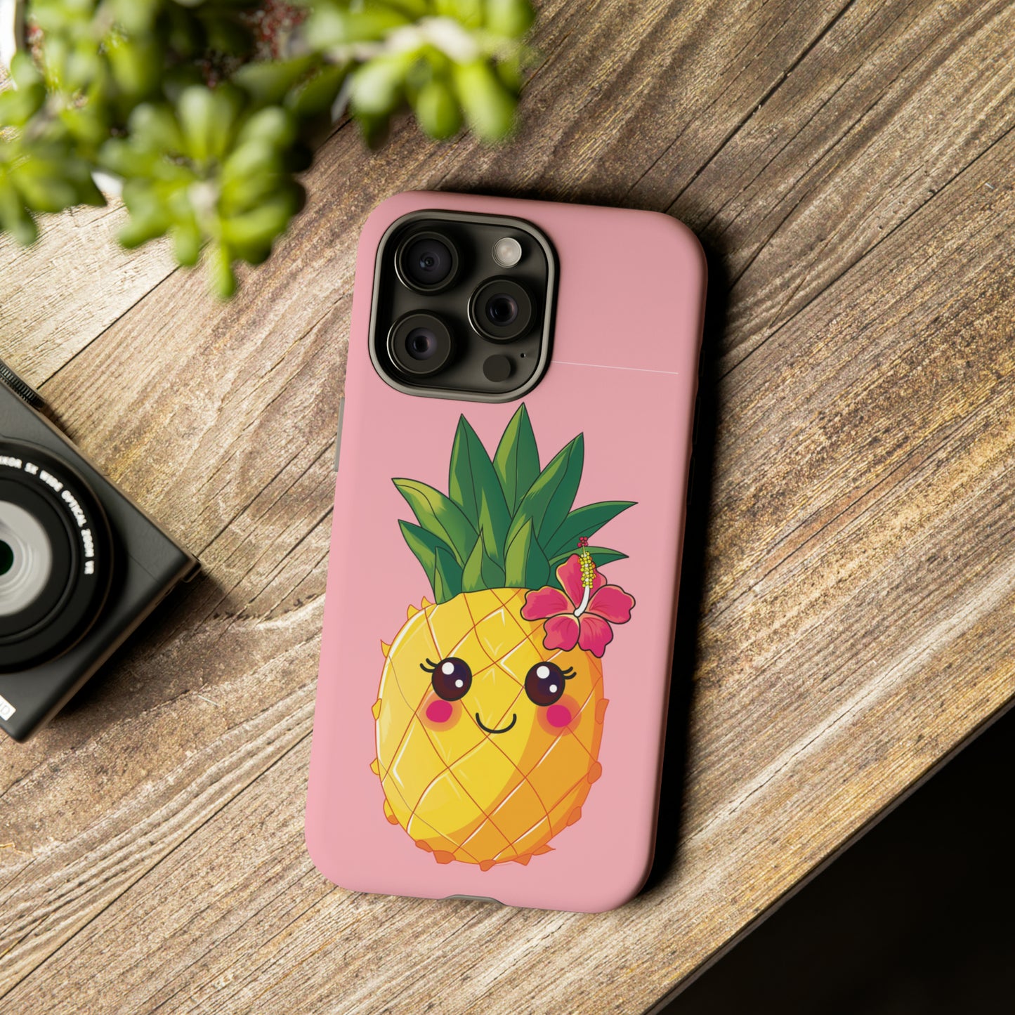 Cute Pineapple Hawaiian Phone Case, Tropical, Hibiscus, Wireless Compatible, Protective Cell Phone Case for iPhone, Samsung, Pixel phones