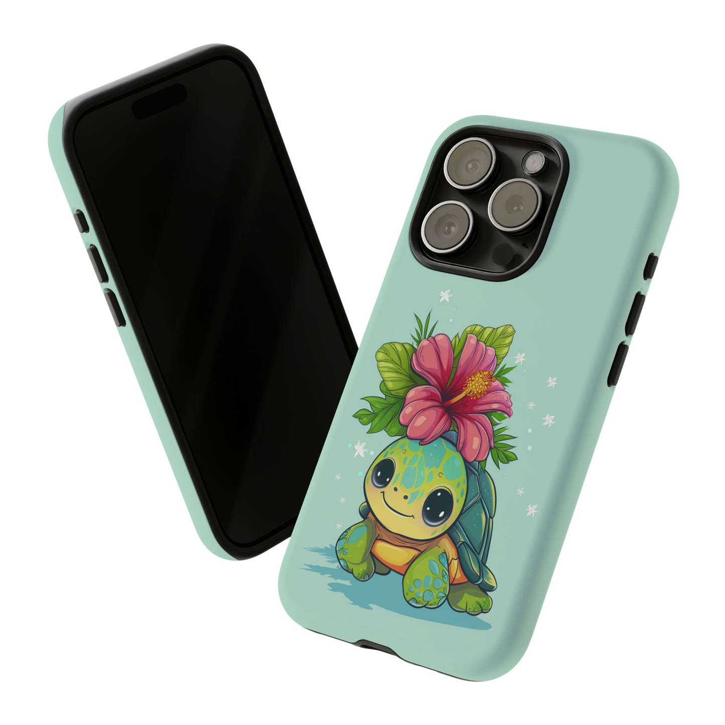 Cute Turtle Hawaiian Phone Case, Tropical, Hibiscus, Wireless Compatible, Protective Cell Phone Case for iPhone, Samsung, Pixel phones