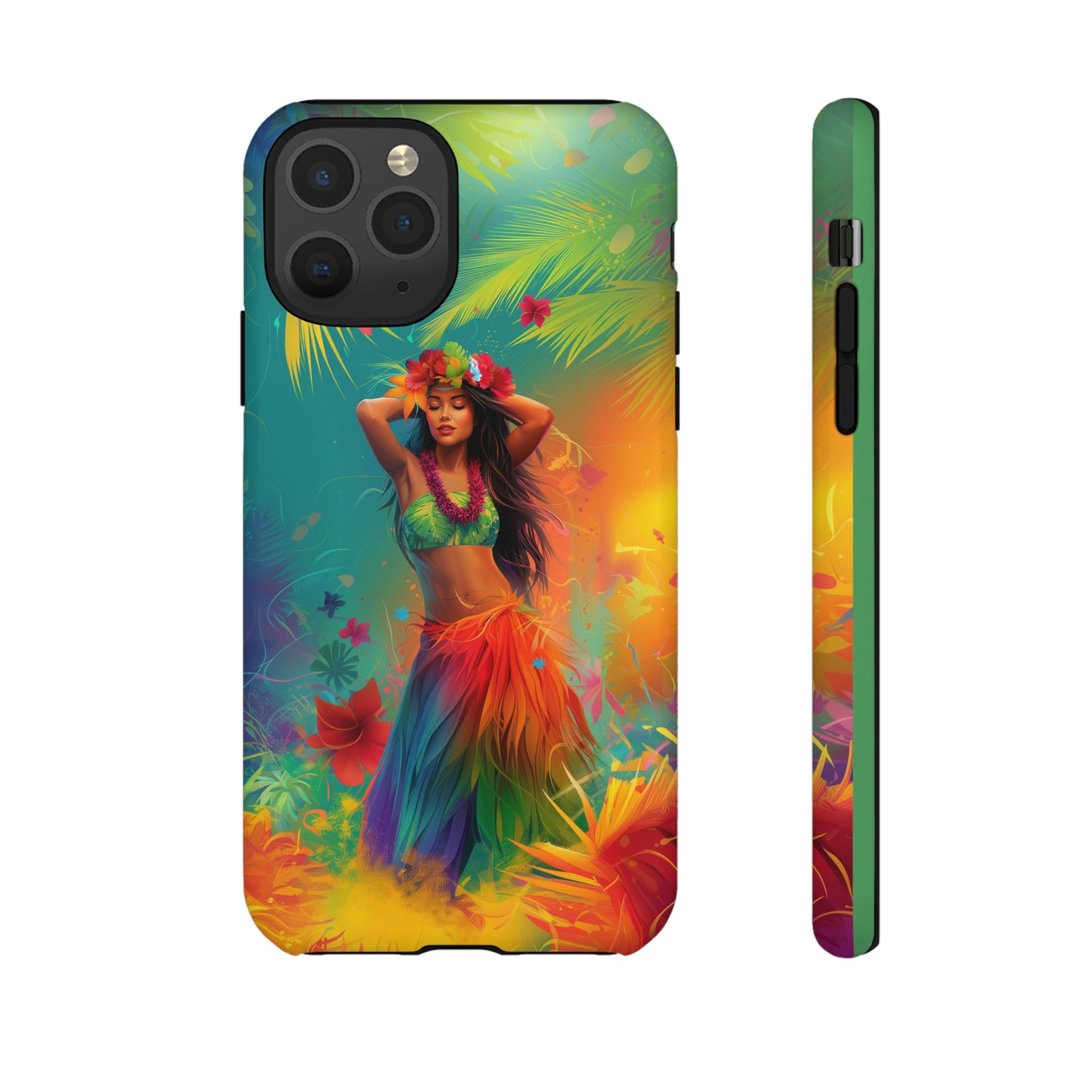 Hula Girl Hawaiian Phone Case, Tropical, Hibiscus, Wireless Compatible, Protective Cell Phone Case for iPhone, Samsung, Pixel phones