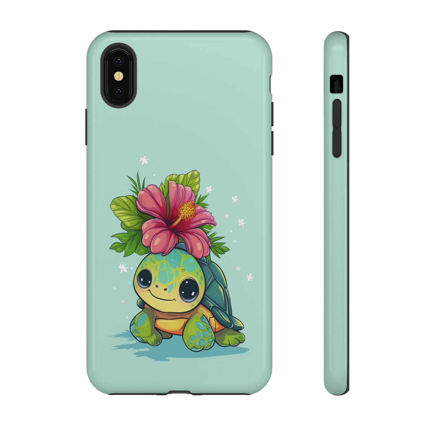 Cute Turtle Hawaiian Phone Case, Tropical, Hibiscus, Wireless Compatible, Protective Cell Phone Case for iPhone, Samsung, Pixel phones