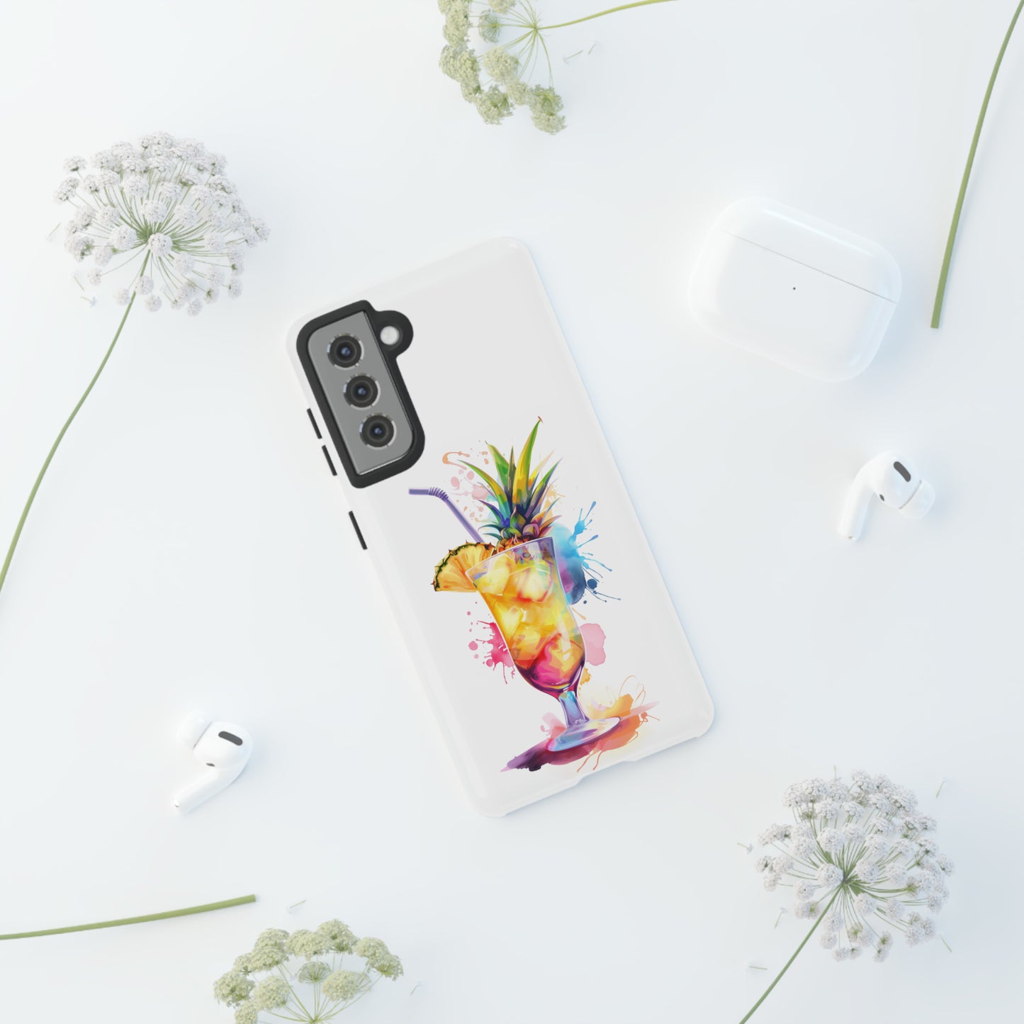 Pina Colada Cocktail Hawaiian Tropical Phone Case, Island Tropics, Wireless Compatible, Protective Cell Phone Case iPhone, Samsung, Pixel