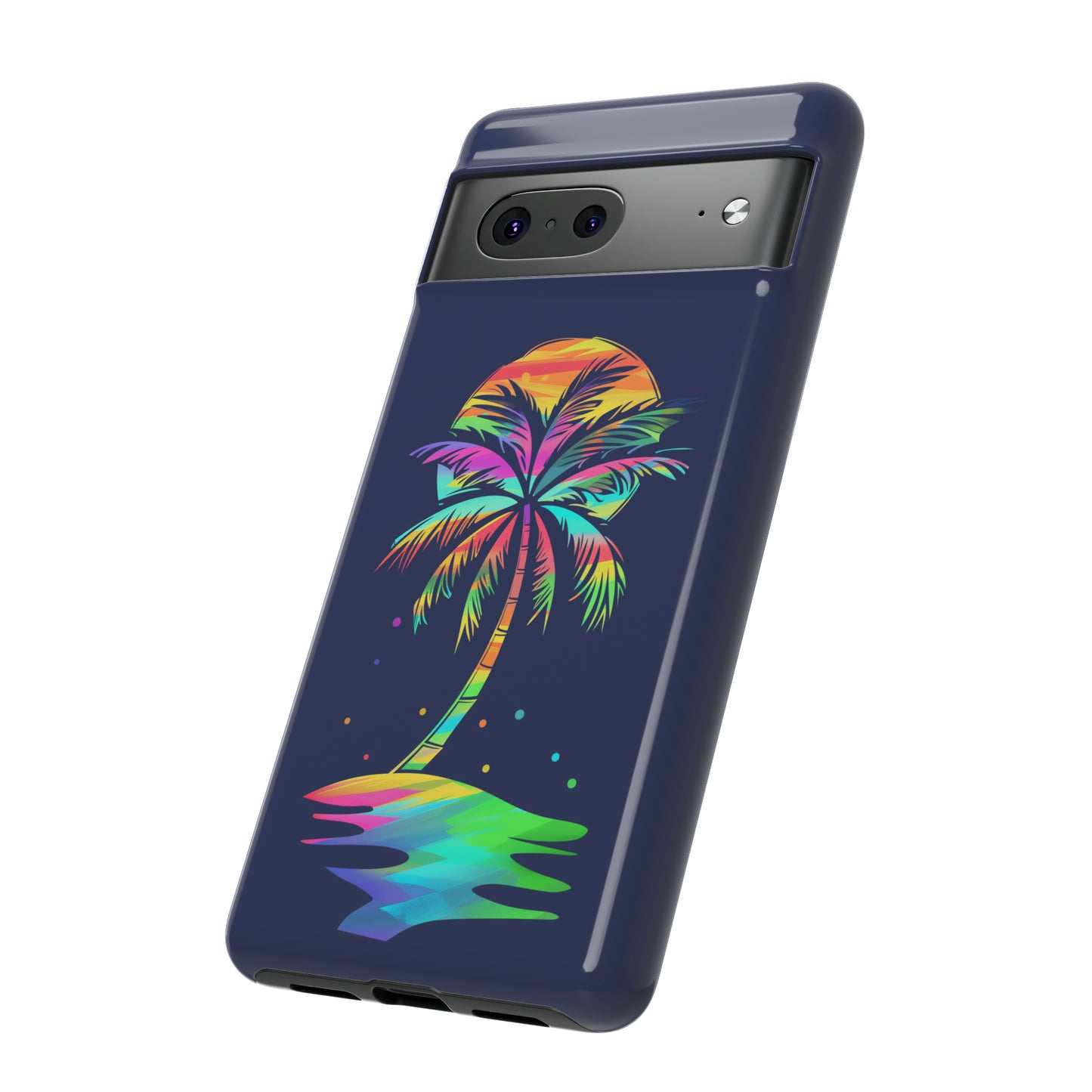 Night Palm Tree Hawaiian Phone Case, Tropical, Hibiscus, Wireless Compatible, Protective Cell Phone Case for iPhone, Samsung, Pixel phones