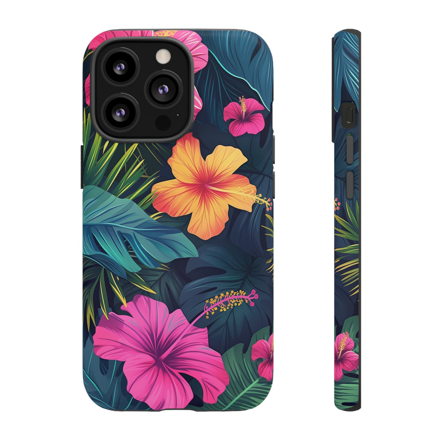 Hibiscus Dark Hawaiian Tropical Phone Case, 808, Island Tropics, Wireless Compatible, Protective Cell Phone Case iPhone, Samsung, Pixel