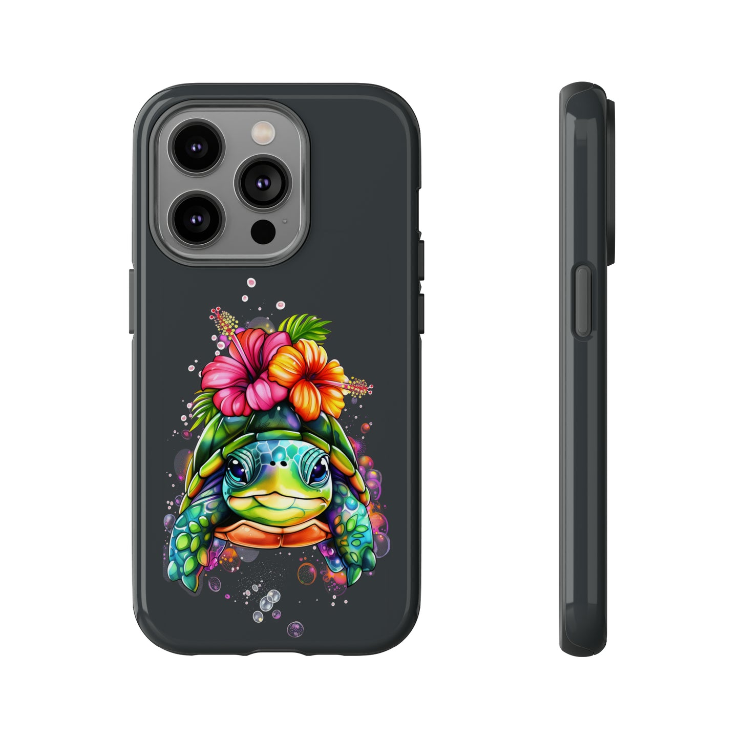 Color Splash Turtle Hawaiian Phone Case, Tropical, Hibiscus, Wireless Compatible, Protective Cell Phone Case for iPhone, Samsung, Pixel