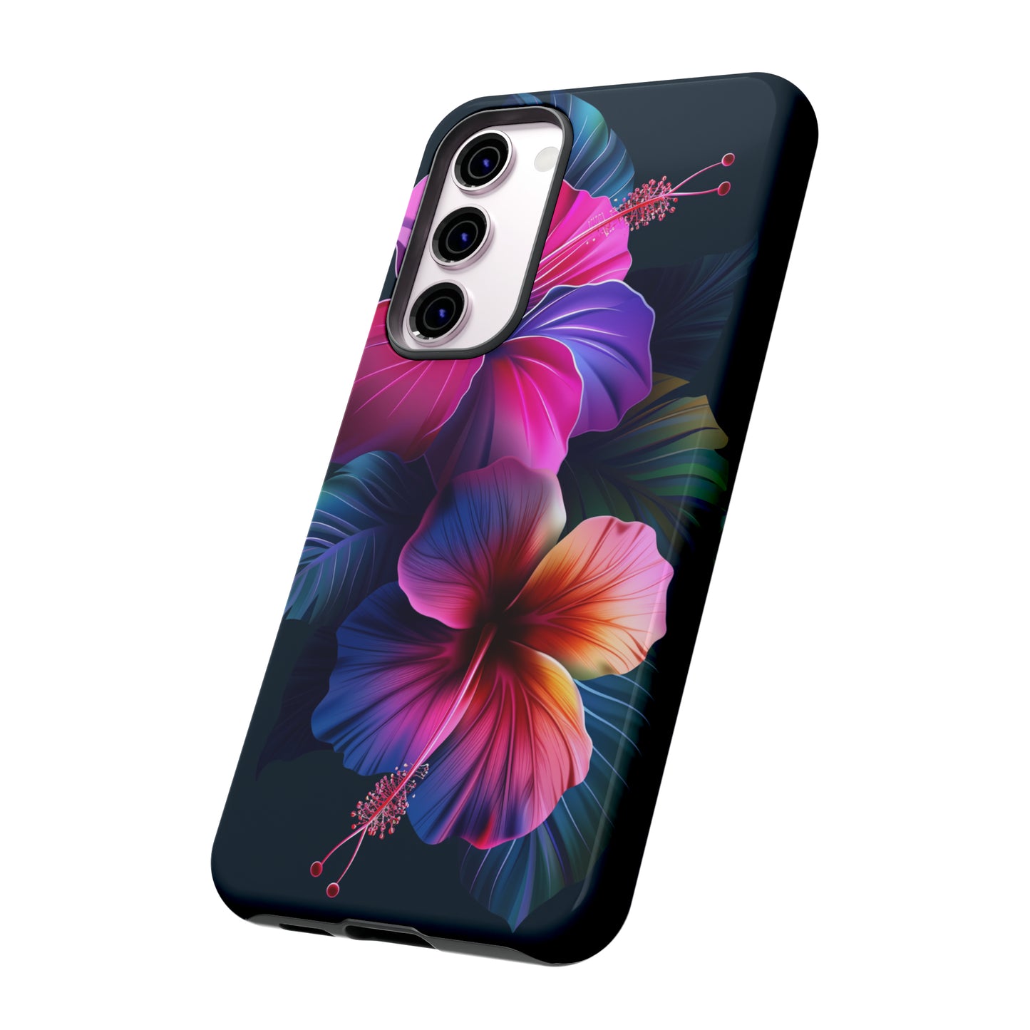 Hibiscus Neon Dark Hawaiian Tropical Phone Case, 808, Island Tropics, Wireless Compatible, Protective Cell Phone Case iPhone, Samsung, Pixel