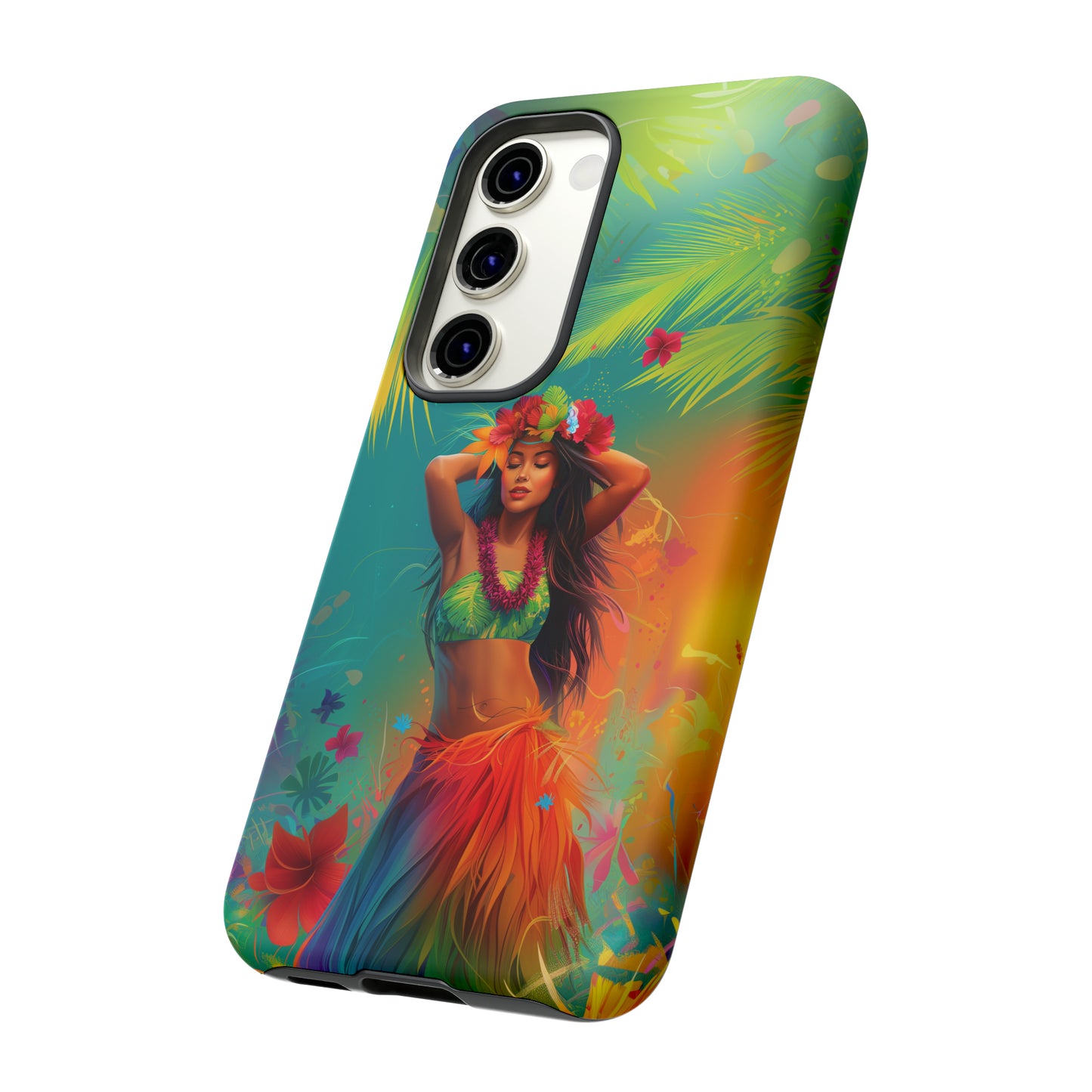 Hula Girl Hawaiian Phone Case, Tropical, Hibiscus, Wireless Compatible, Protective Cell Phone Case for iPhone, Samsung, Pixel phones