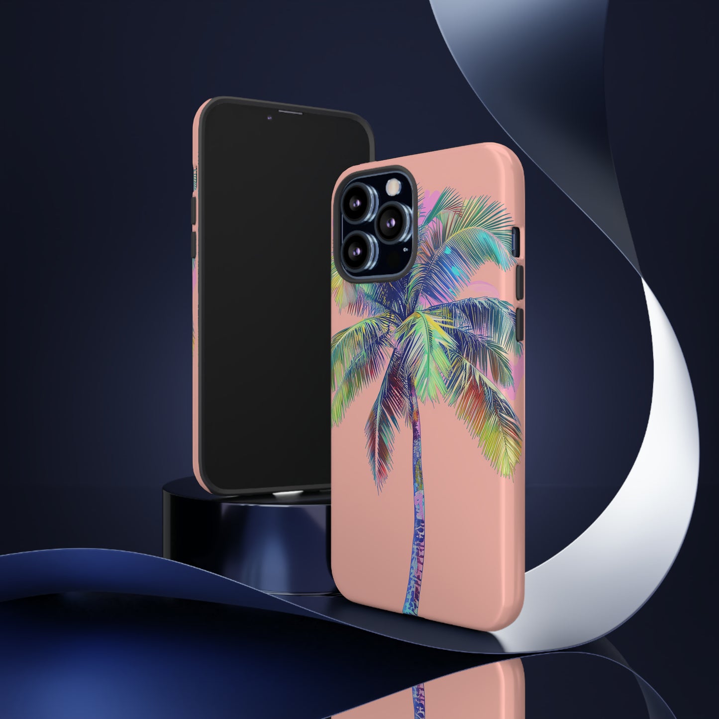 Pink Palm Tree Hawaiian Phone Case, Tropical, Hibiscus, Wireless Compatible, Protective Cell Phone Case for iPhone, Samsung, Pixel phones