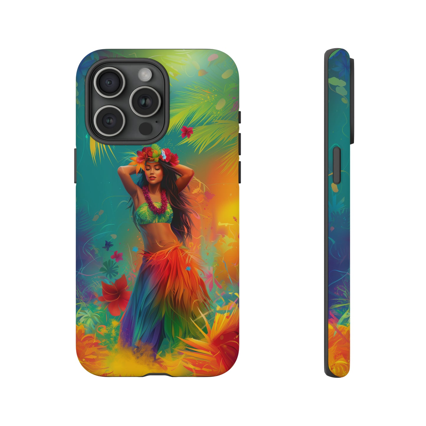 Hula Girl Hawaiian Phone Case, Tropical, Hibiscus, Wireless Compatible, Protective Cell Phone Case for iPhone, Samsung, Pixel phones