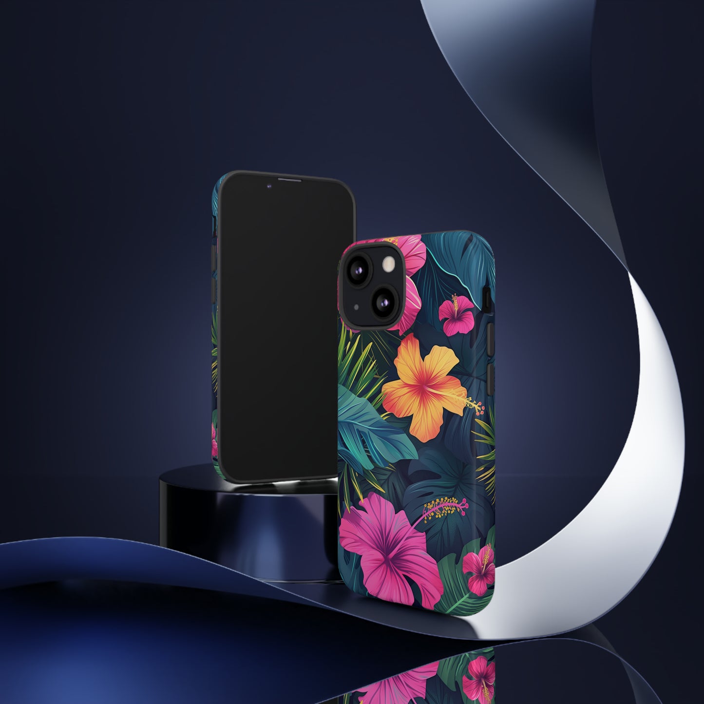 Hibiscus Dark Hawaiian Tropical Phone Case, 808, Island Tropics, Wireless Compatible, Protective Cell Phone Case iPhone, Samsung, Pixel