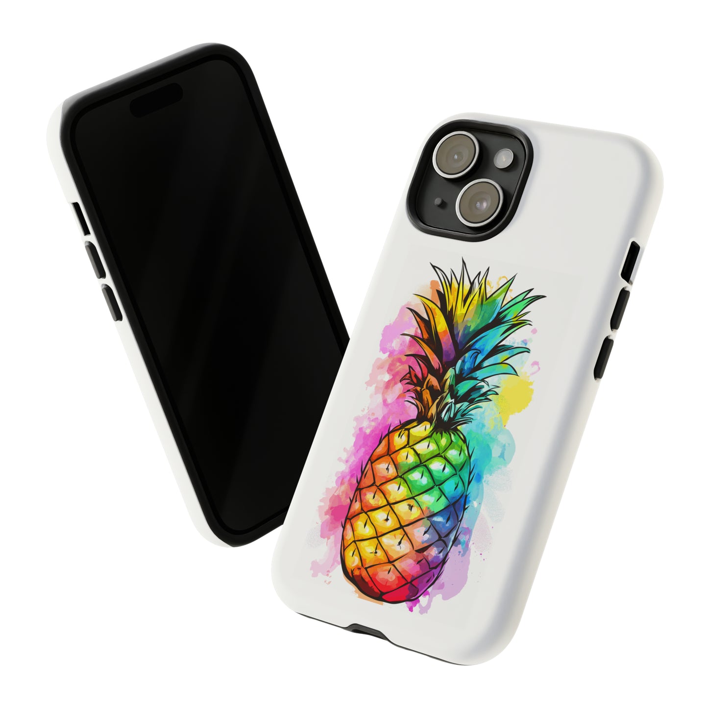 Color Splash Pineapple Hawaiian Phone Case, Tropical, Hibiscus, Wireless Compatible, Protective Cell Phone Case for iPhone, Samsung, Pixel