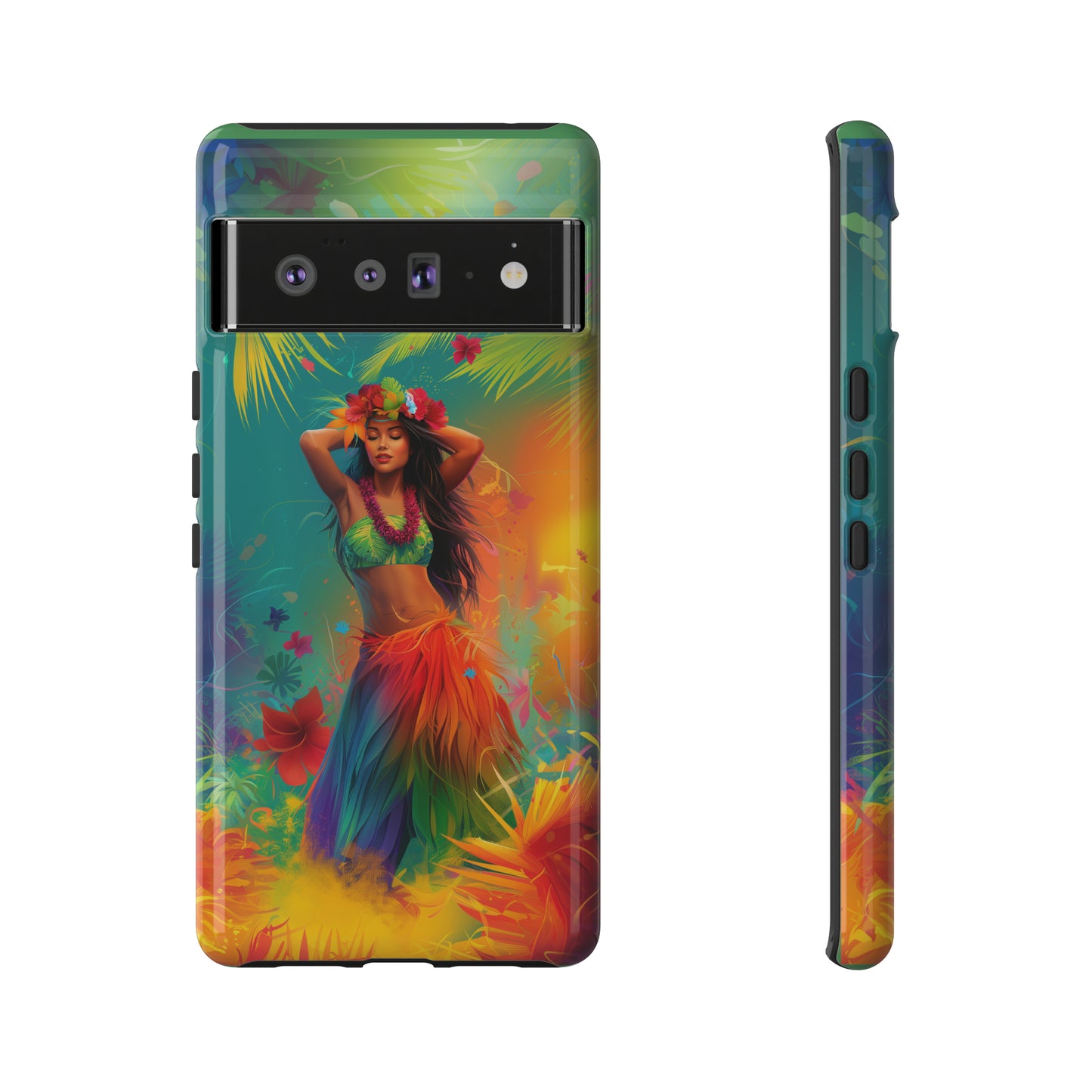 Hula Girl Hawaiian Phone Case, Tropical, Hibiscus, Wireless Compatible, Protective Cell Phone Case for iPhone, Samsung, Pixel phones