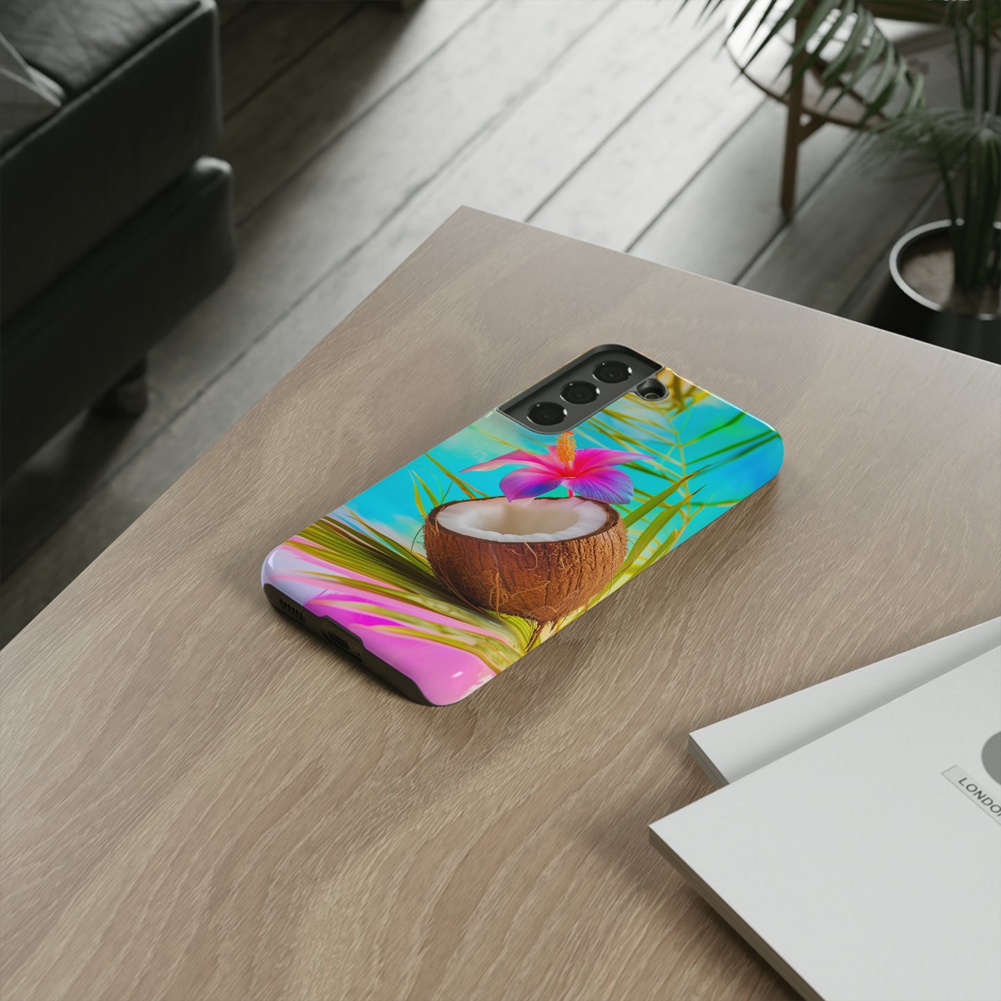 Coconut Colorful Hawaiian Tropical Phone Case, 808, Island Tropics, Wireless Compatible, Protective Cell Phone Case iPhone, Samsung, Pixel