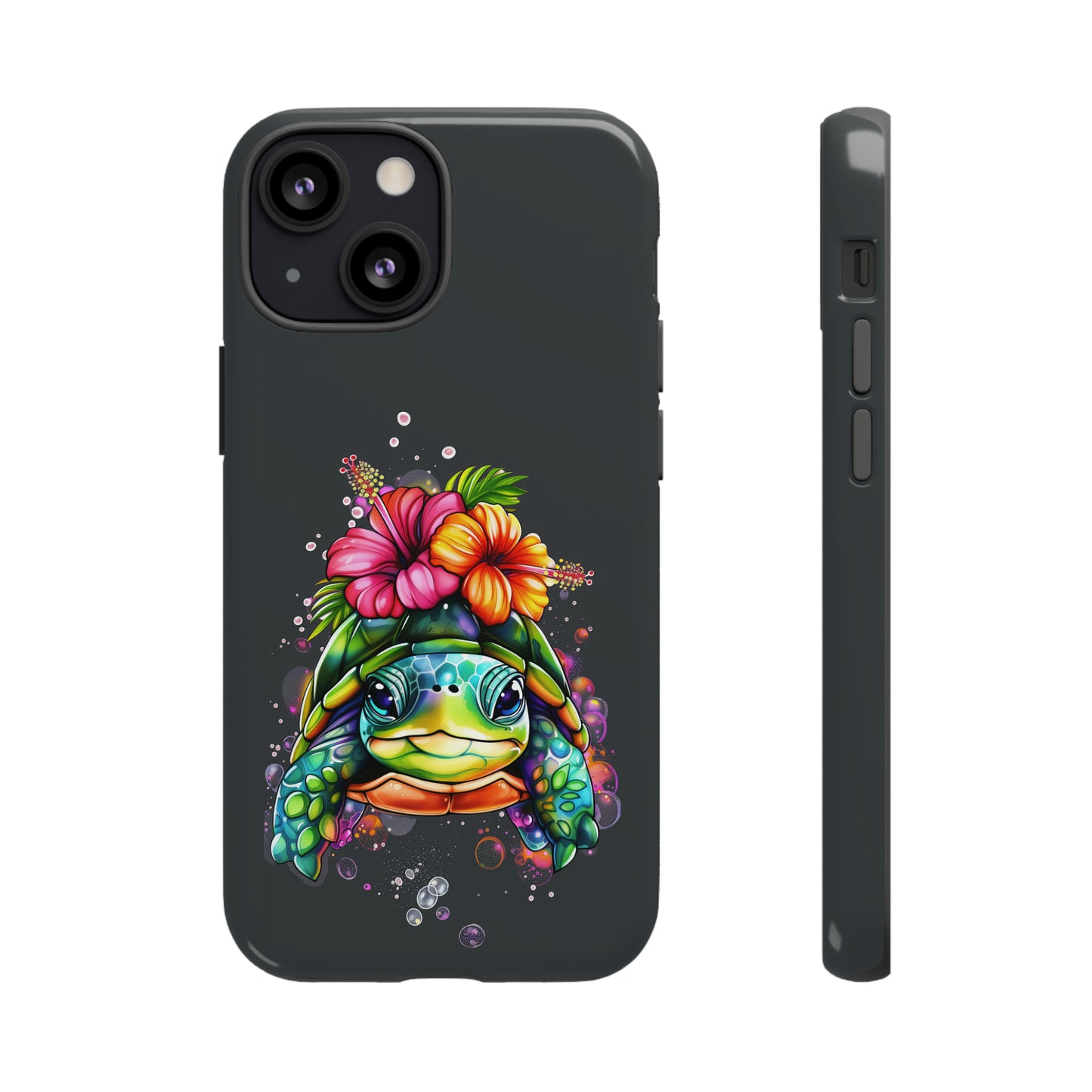Color Splash Turtle Hawaiian Phone Case, Tropical, Hibiscus, Wireless Compatible, Protective Cell Phone Case for iPhone, Samsung, Pixel