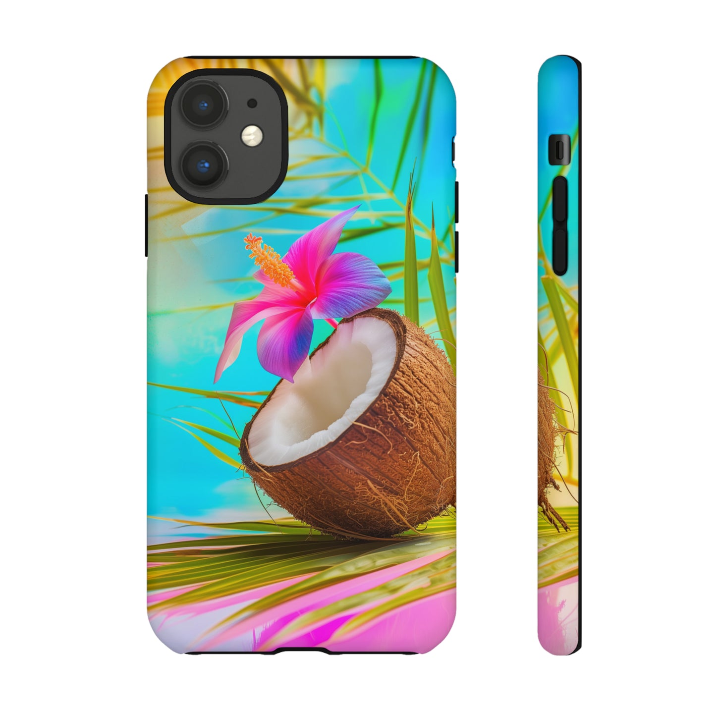 Coconut Colorful Hawaiian Tropical Phone Case, 808, Island Tropics, Wireless Compatible, Protective Cell Phone Case iPhone, Samsung, Pixel