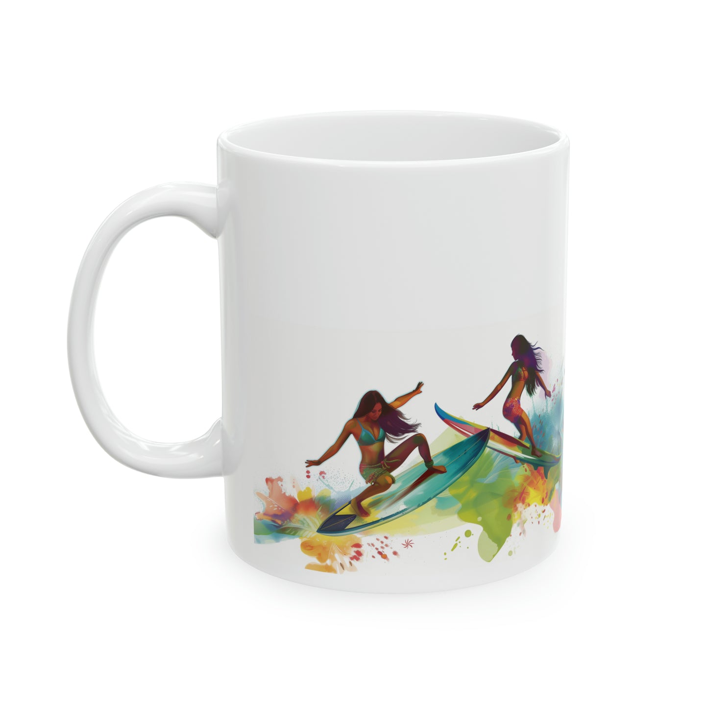 Surfer Girls 2 Wahine Hawaiian Ceramic Mug 11oz, Hawaii Mug, HI Mug, Aloha Mug, 808 Mug, Island Mug, Tropical Mug, Coffee Mug