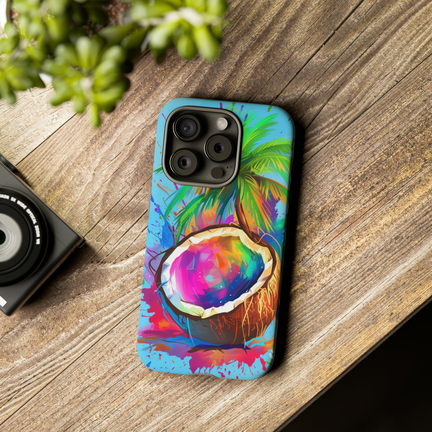 Coconut Colorful Hawaiian Tropical Phone Case, 808, Island Tropics, Wireless Compatible, Protective Cell Phone Case iPhone, Samsung, Pixel