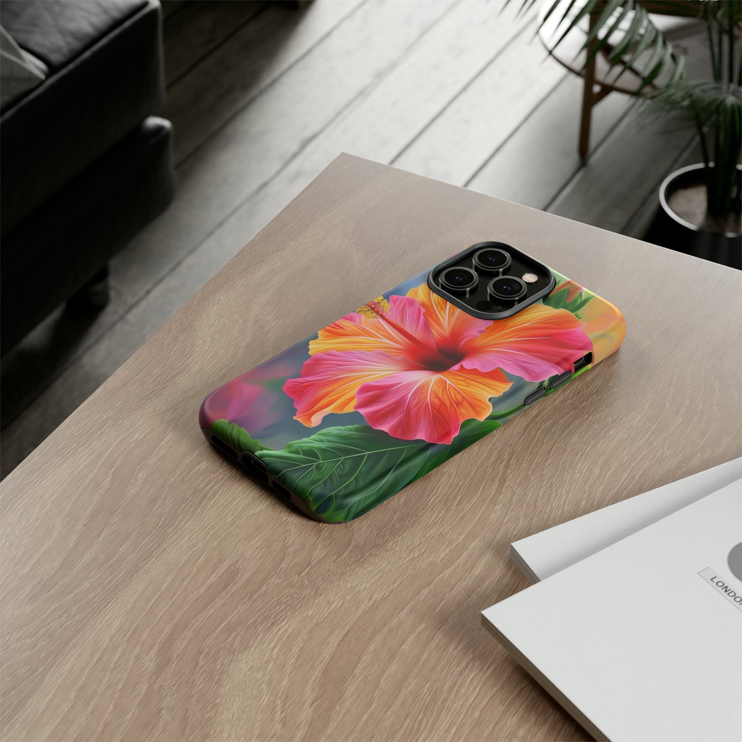 Hibiscus Flower Hawaiian Phone Case, Tropical, Wireless Compatible, Protective Cell Phone Case for iPhone, Samsung, Pixel phones