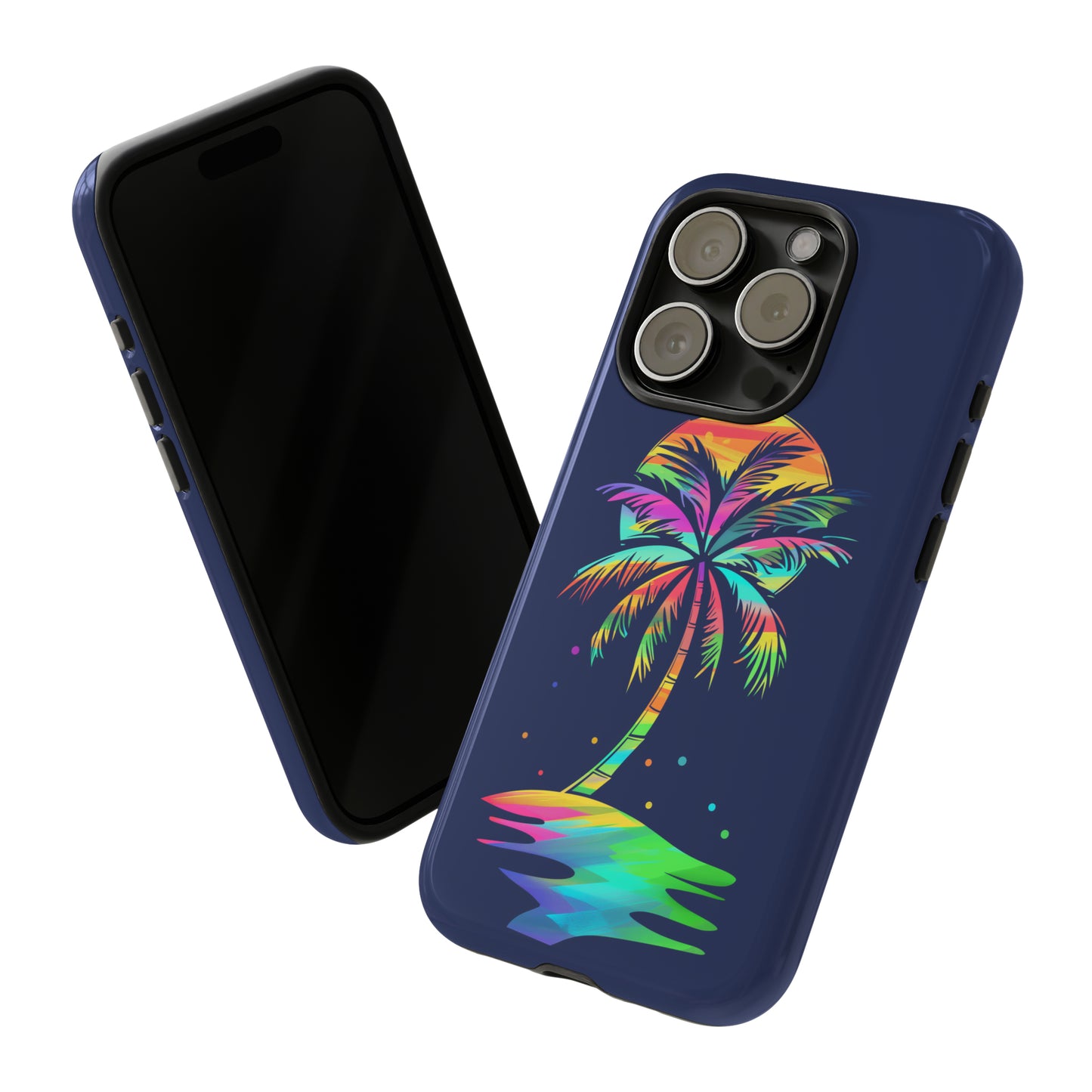 Night Palm Tree Hawaiian Phone Case, Tropical, Hibiscus, Wireless Compatible, Protective Cell Phone Case for iPhone, Samsung, Pixel phones