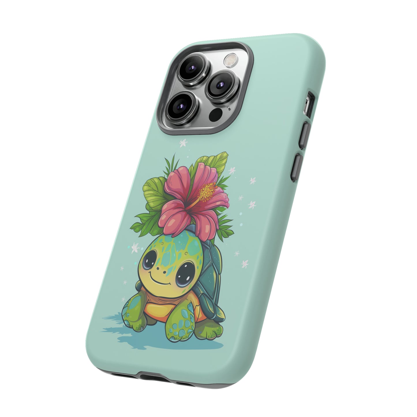 Cute Turtle Hawaiian Phone Case, Tropical, Hibiscus, Wireless Compatible, Protective Cell Phone Case for iPhone, Samsung, Pixel phones