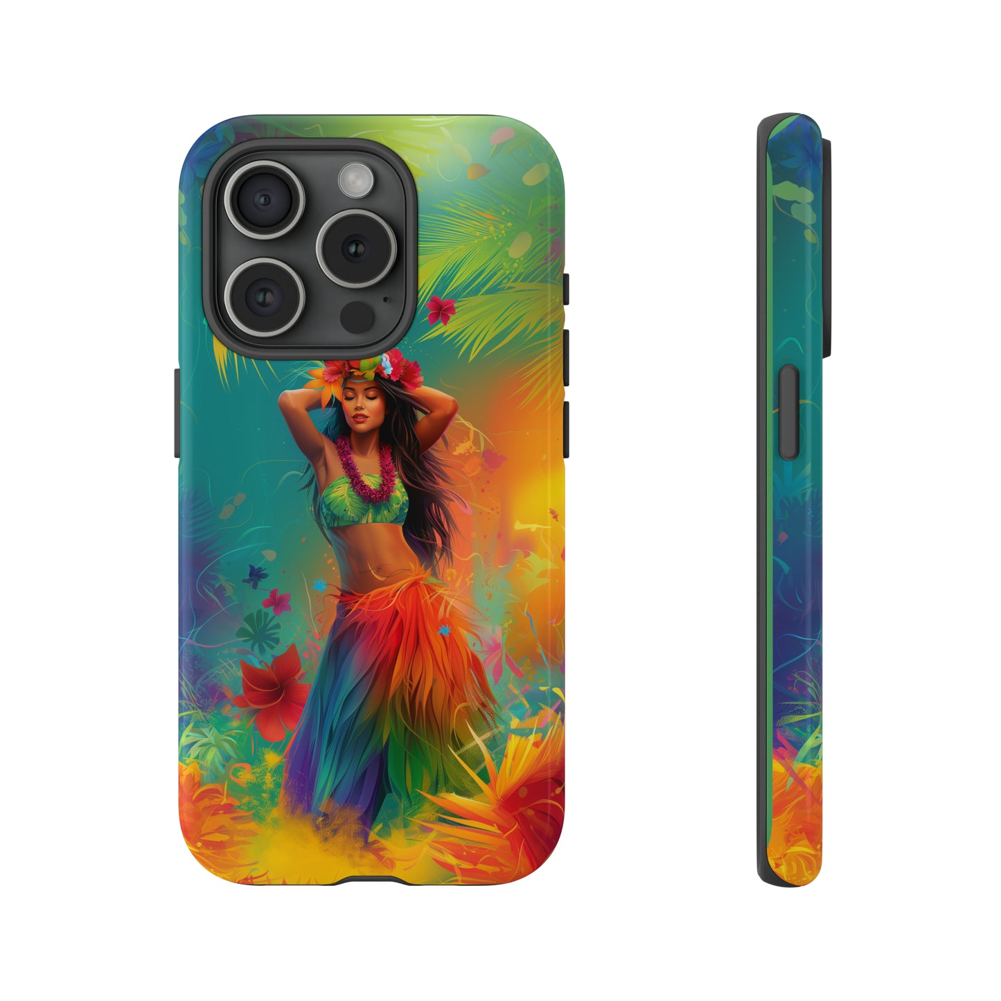 Hula Girl Hawaiian Phone Case, Tropical, Hibiscus, Wireless Compatible, Protective Cell Phone Case for iPhone, Samsung, Pixel phones