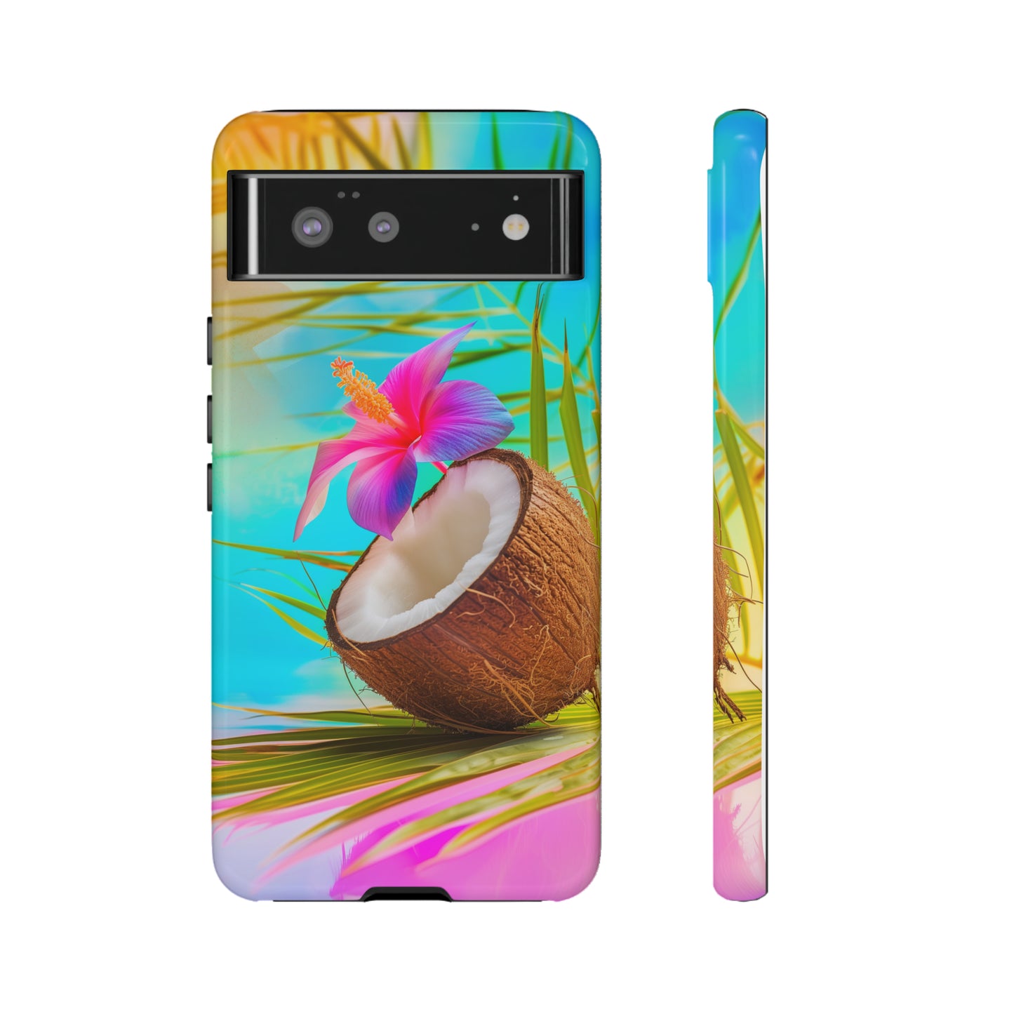 Coconut Colorful Hawaiian Tropical Phone Case, 808, Island Tropics, Wireless Compatible, Protective Cell Phone Case iPhone, Samsung, Pixel