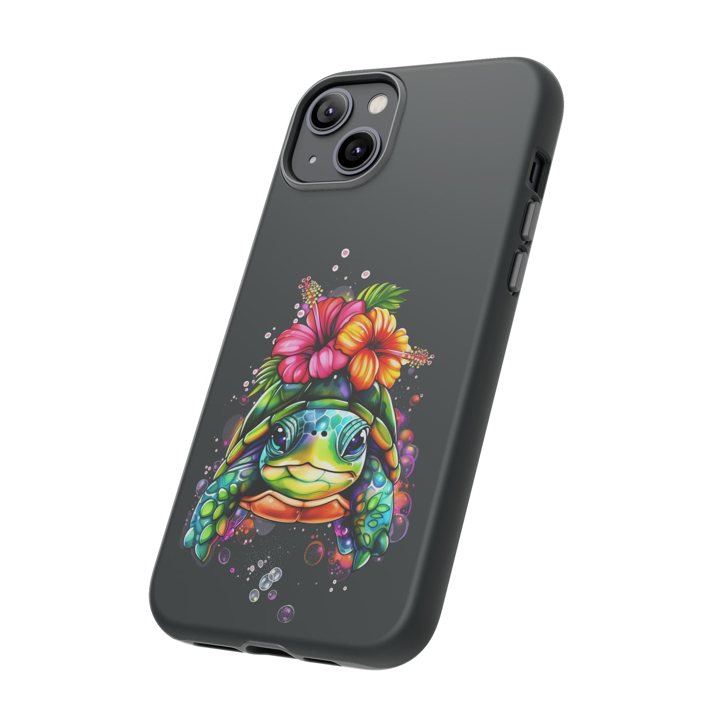 Color Splash Turtle Hawaiian Phone Case, Tropical, Hibiscus, Wireless Compatible, Protective Cell Phone Case for iPhone, Samsung, Pixel