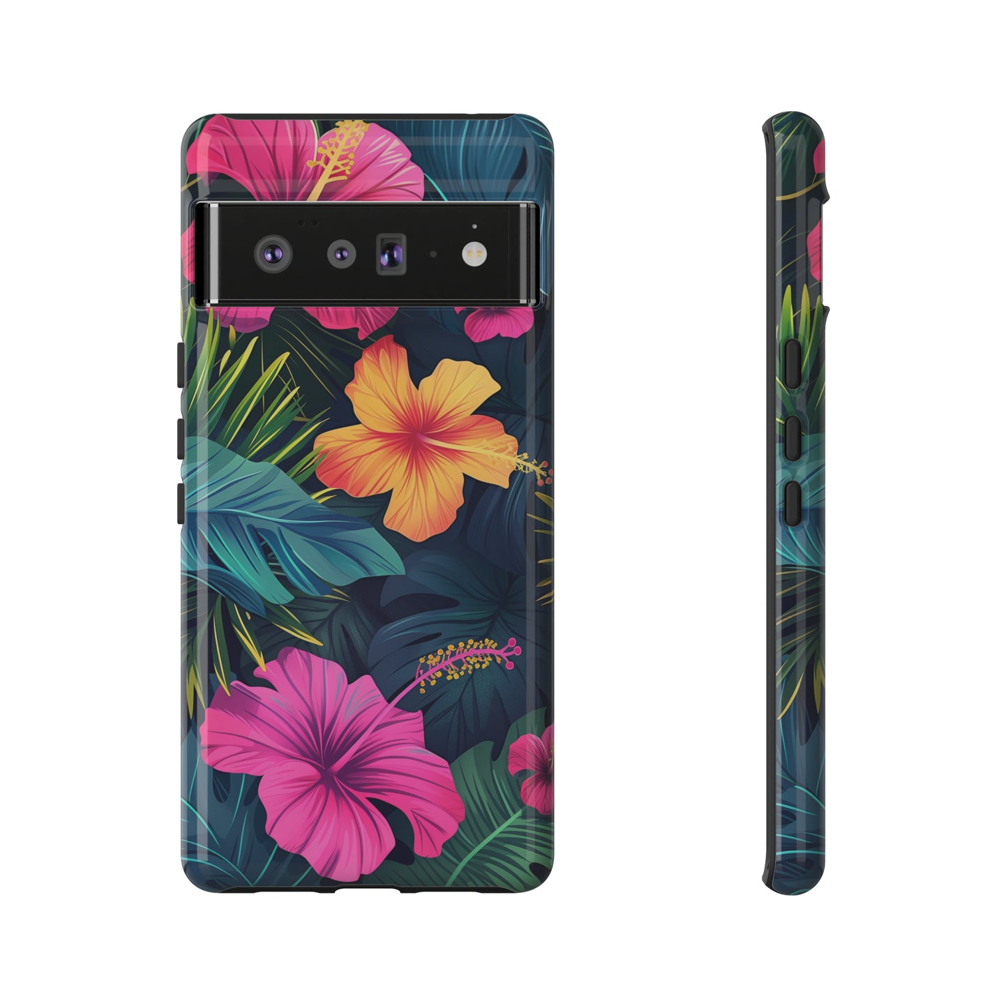Hibiscus Dark Hawaiian Tropical Phone Case, 808, Island Tropics, Wireless Compatible, Protective Cell Phone Case iPhone, Samsung, Pixel