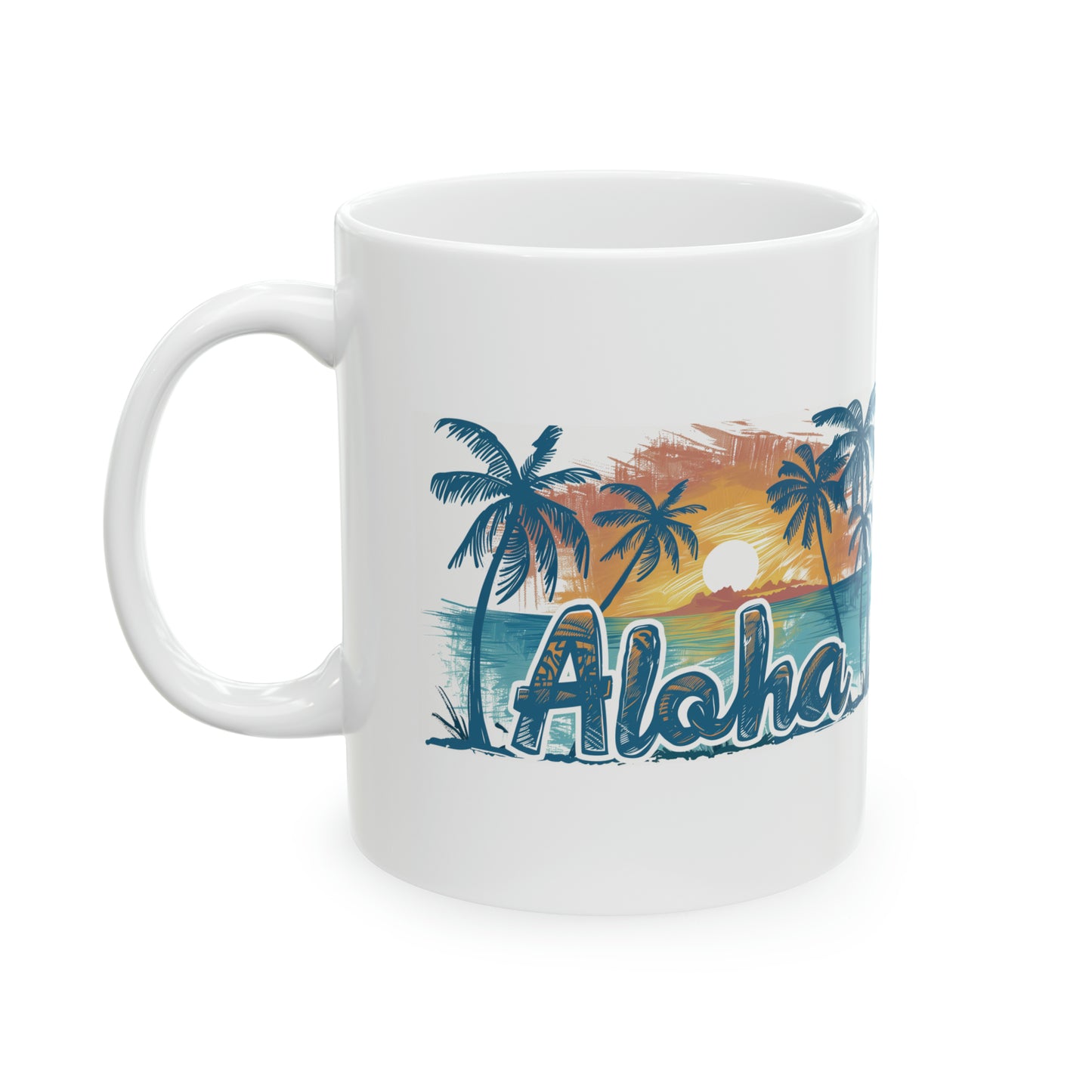 Aloha Sunset Blue Bold Hawaiian Ceramic Mug 11oz, Hawaii Mug, HI Mug, Aloha Mug, 808 Mug, Island Mug, Tropical Mug, Coffee Mug