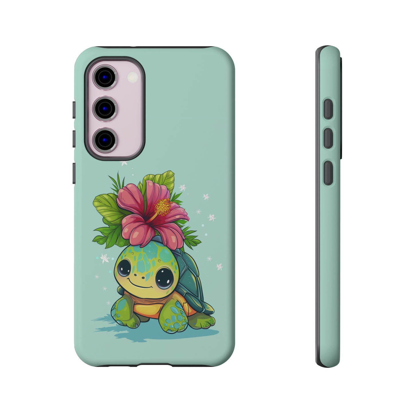 Cute Turtle Hawaiian Phone Case, Tropical, Hibiscus, Wireless Compatible, Protective Cell Phone Case for iPhone, Samsung, Pixel phones