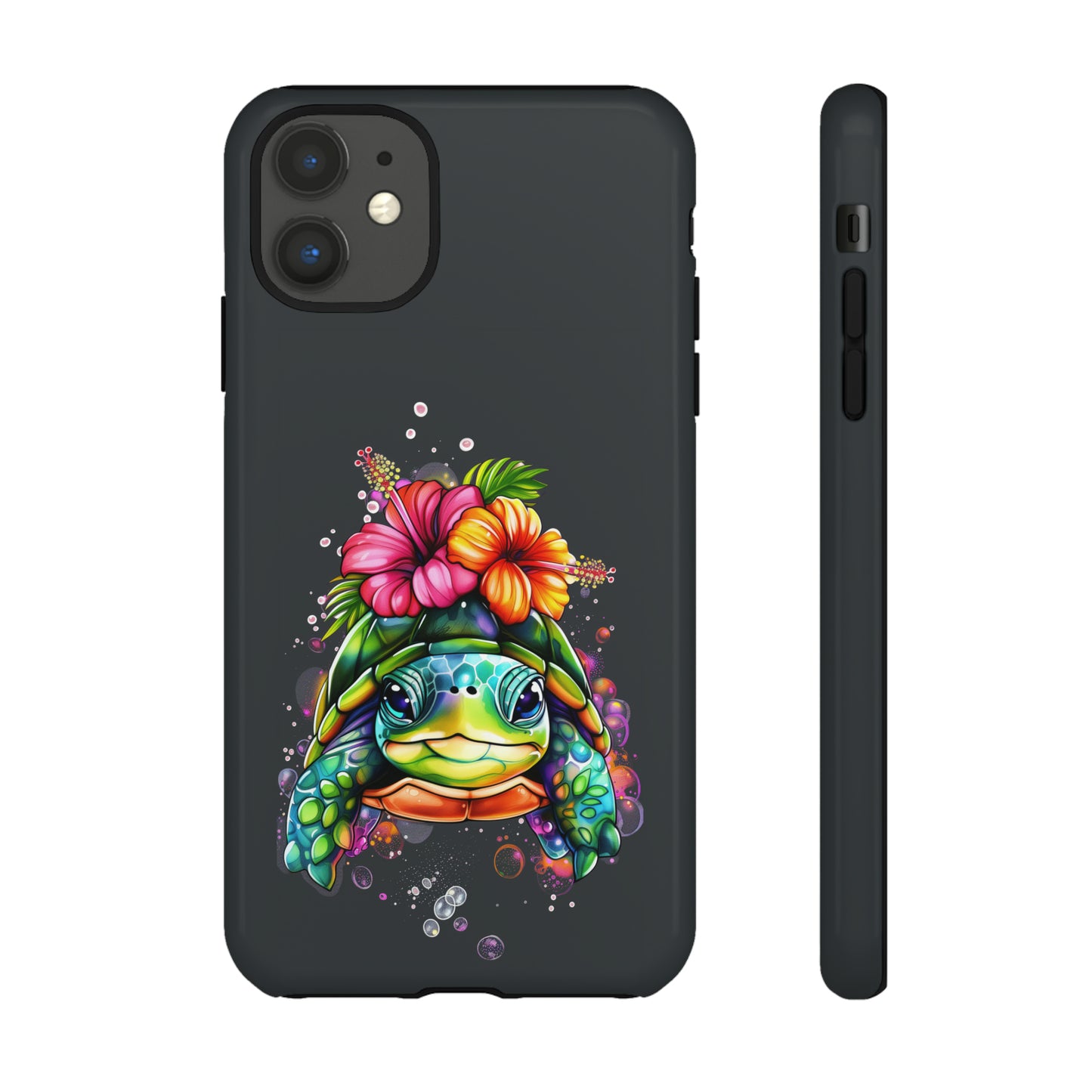 Color Splash Turtle Hawaiian Phone Case, Tropical, Hibiscus, Wireless Compatible, Protective Cell Phone Case for iPhone, Samsung, Pixel