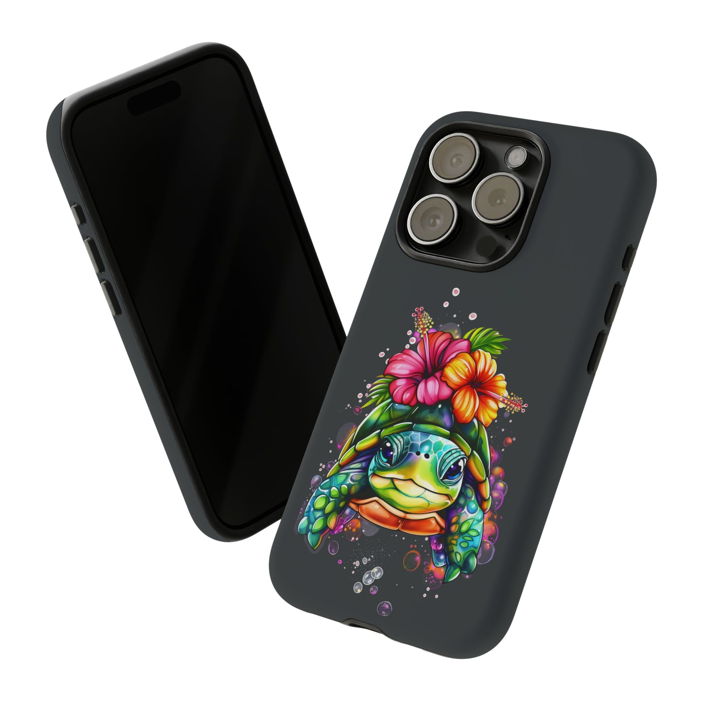 Color Splash Turtle Hawaiian Phone Case, Tropical, Hibiscus, Wireless Compatible, Protective Cell Phone Case for iPhone, Samsung, Pixel