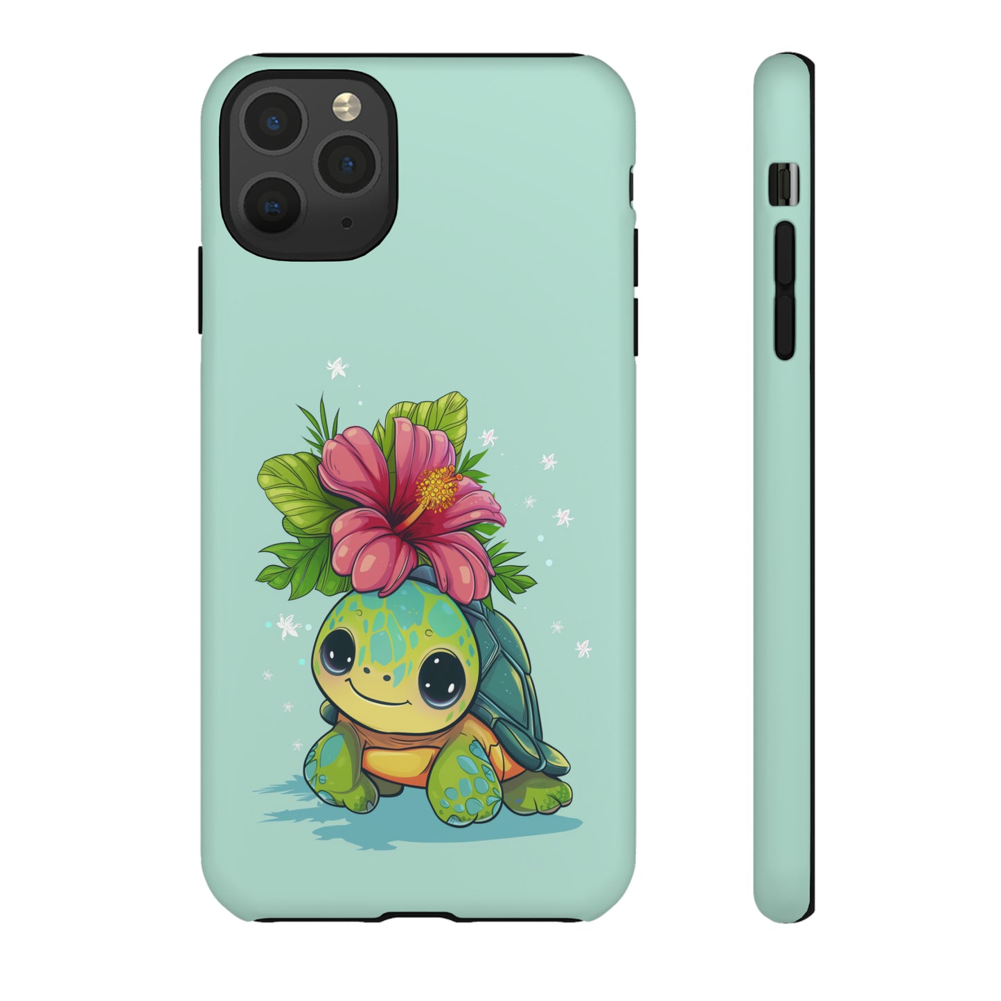 Cute Turtle Hawaiian Phone Case, Tropical, Hibiscus, Wireless Compatible, Protective Cell Phone Case for iPhone, Samsung, Pixel phones