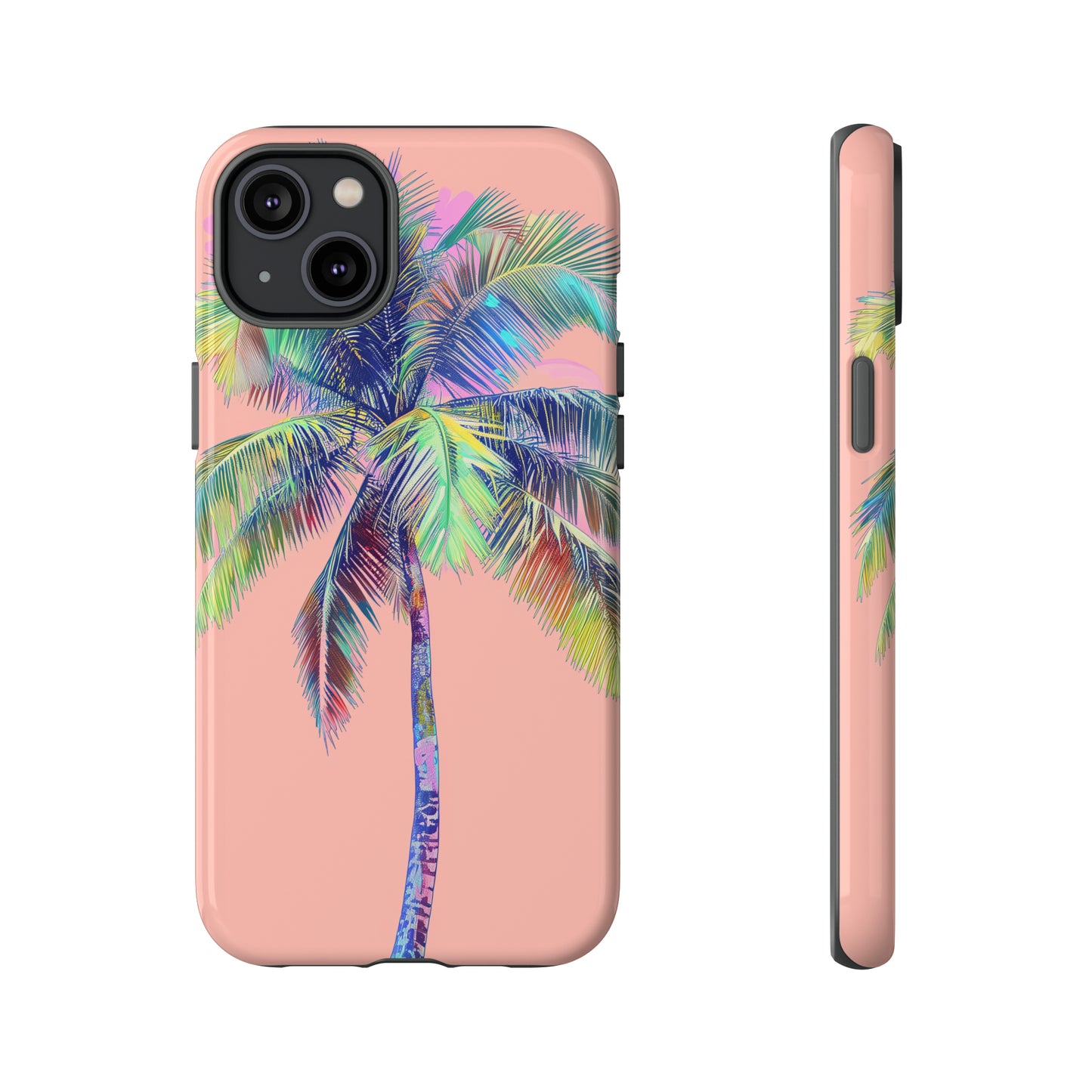 Pink Palm Tree Hawaiian Phone Case, Tropical, Hibiscus, Wireless Compatible, Protective Cell Phone Case for iPhone, Samsung, Pixel phones