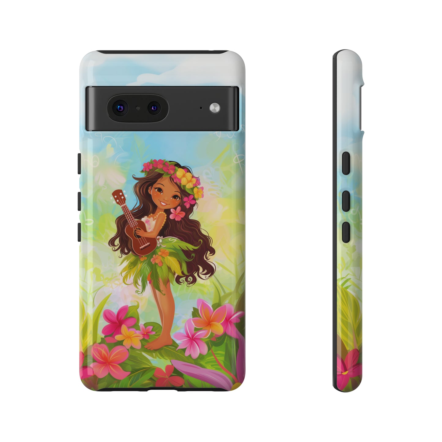Cute Hula Girl Hawaiian Phone Case, Tropical, Hibiscus, Wireless Compatible, Protective Cell Phone Case for iPhone, Samsung, Pixel phones