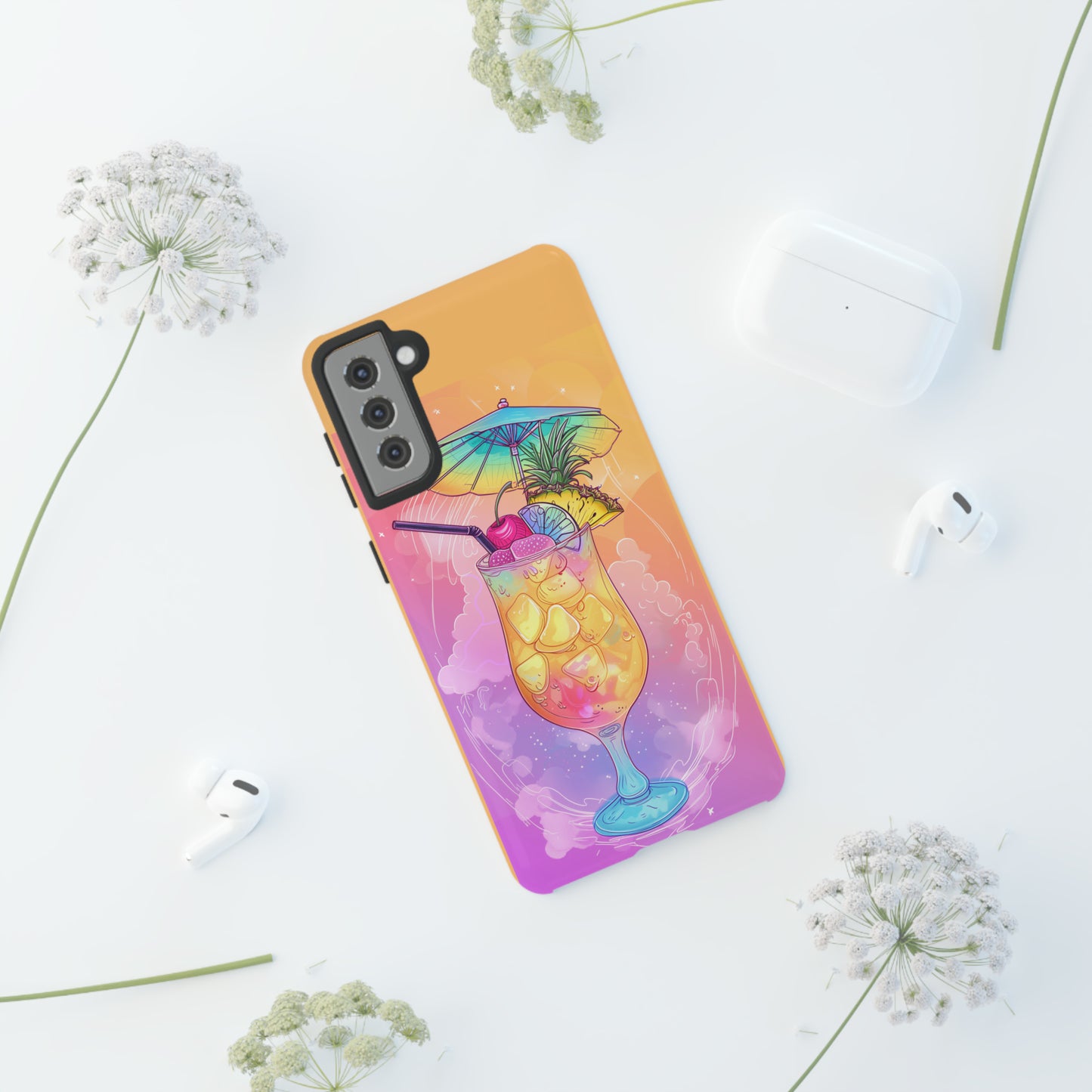 Pina Colada Cocktail Hawaiian Tropical Phone Case, Island Tropics, Wireless Compatible, Protective Cell Phone Case iPhone, Samsung, Pixel