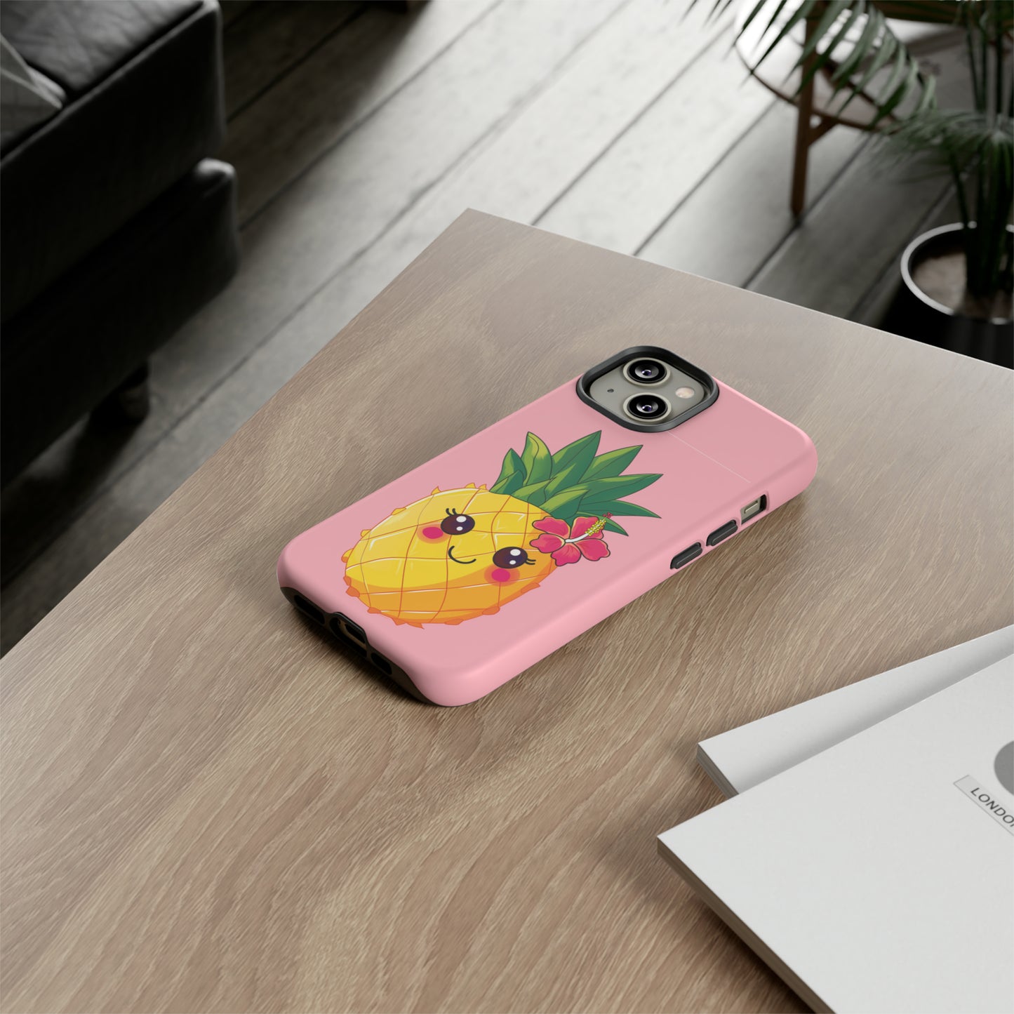 Cute Pineapple Hawaiian Phone Case, Tropical, Hibiscus, Wireless Compatible, Protective Cell Phone Case for iPhone, Samsung, Pixel phones